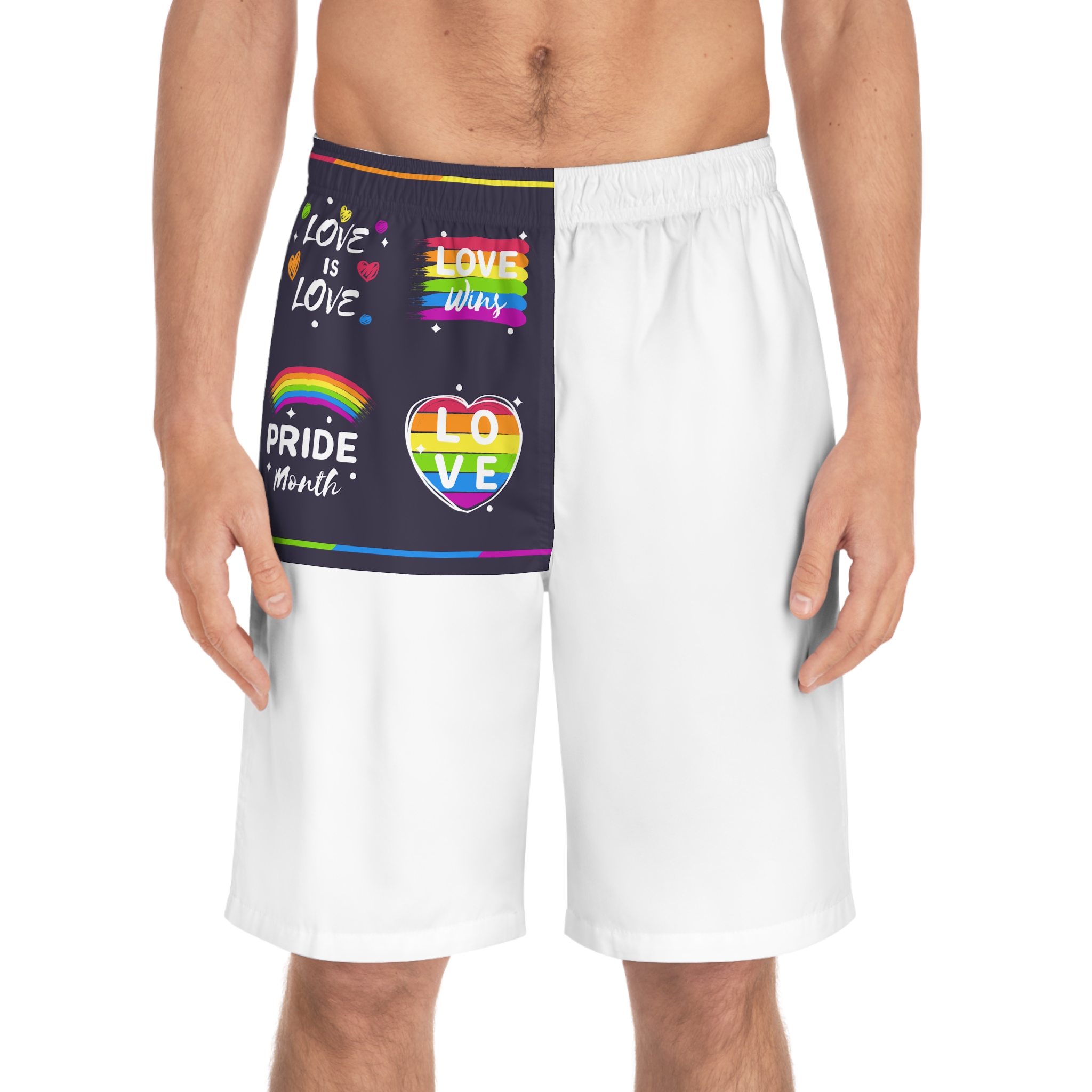 Pride Day Badges Set Mens Board Shorts Aop - Image 3
