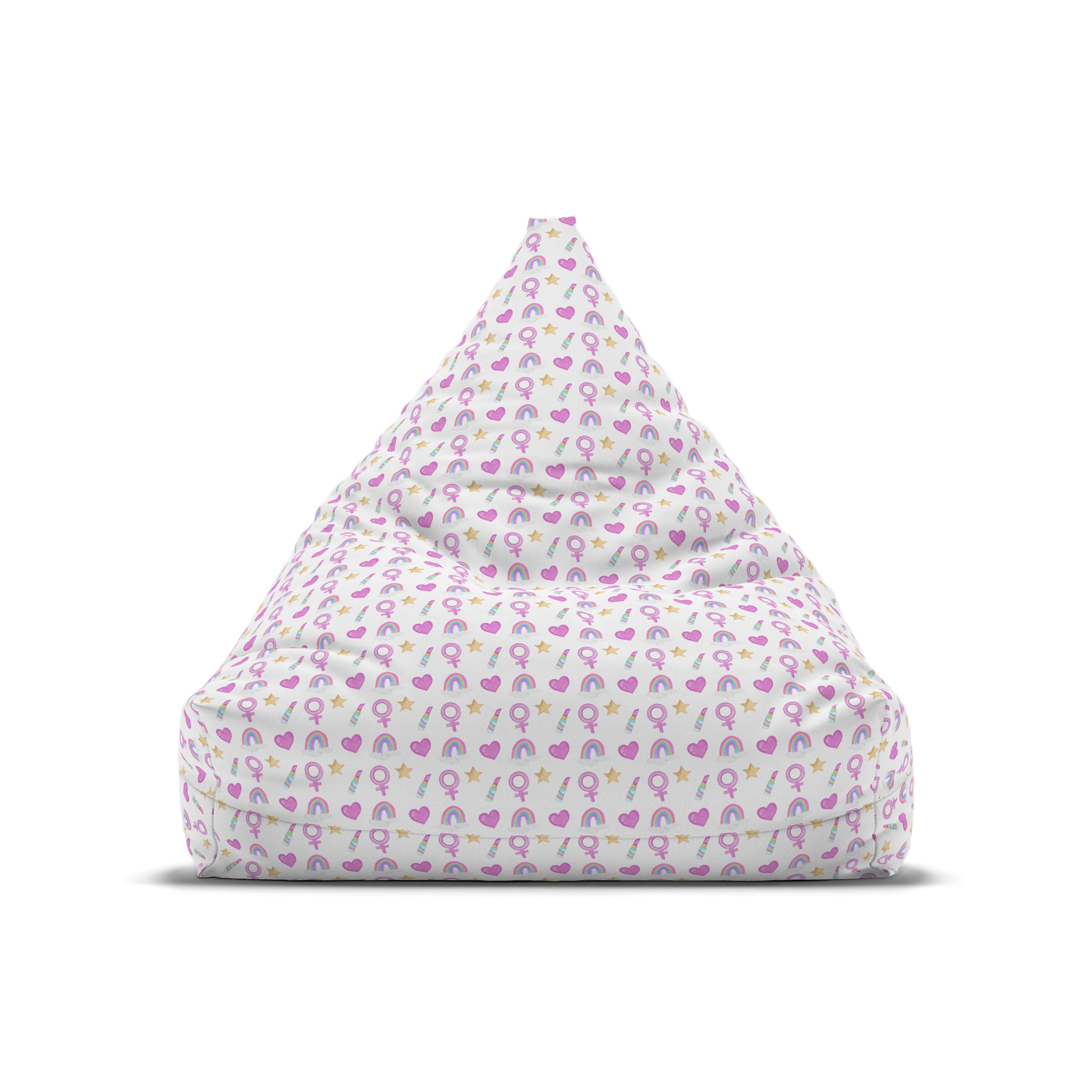 Cute Feminine Seamless Pattern With Rainbows Hearts Venus Symbols Bean Bag Chair Cover - Image 5