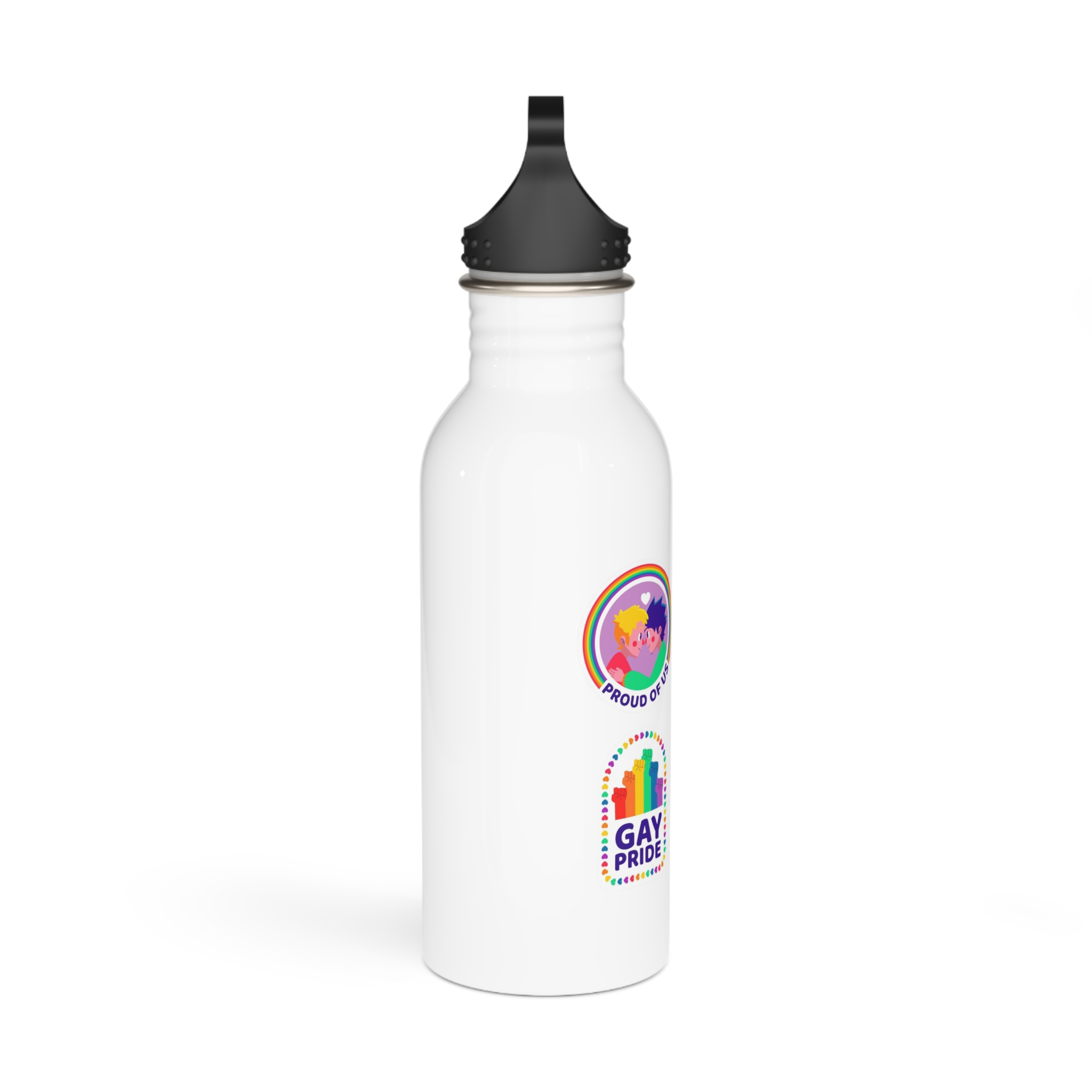 Flat Labels Collection Pride Month Celebration (1) Stainless Steel Water Bottle - Image 2