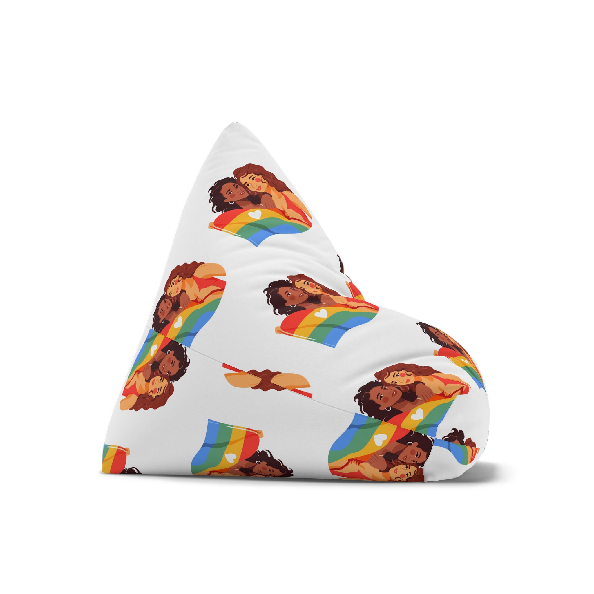 Portrait Lesbian Couple With Rainbow Flag Concept Lgbtq Bean Bag Chair Cover - Image 7