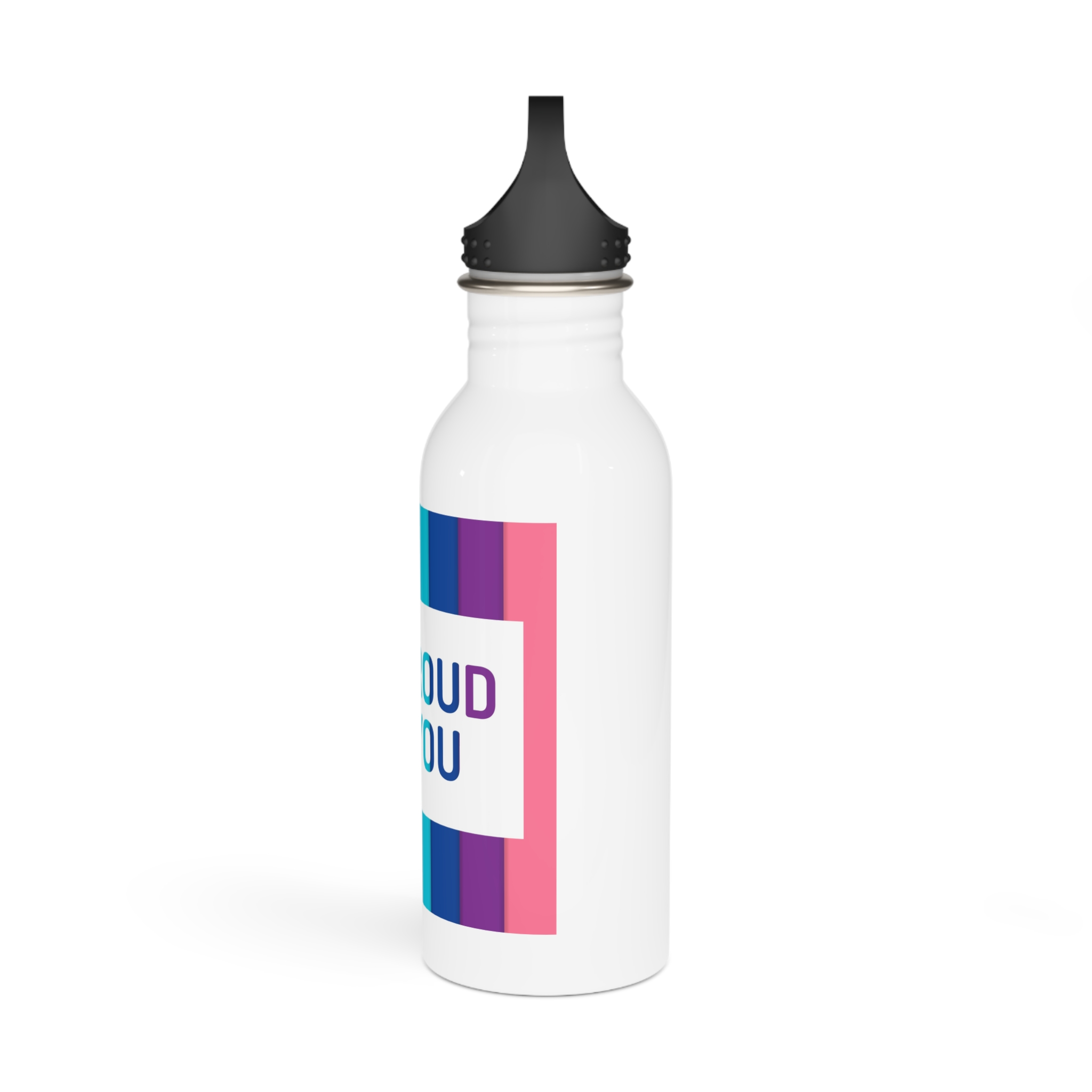 Rainbow Colored Background With Be Proud You Concept Pride Month Stainless Steel Water Bottle - Image 4