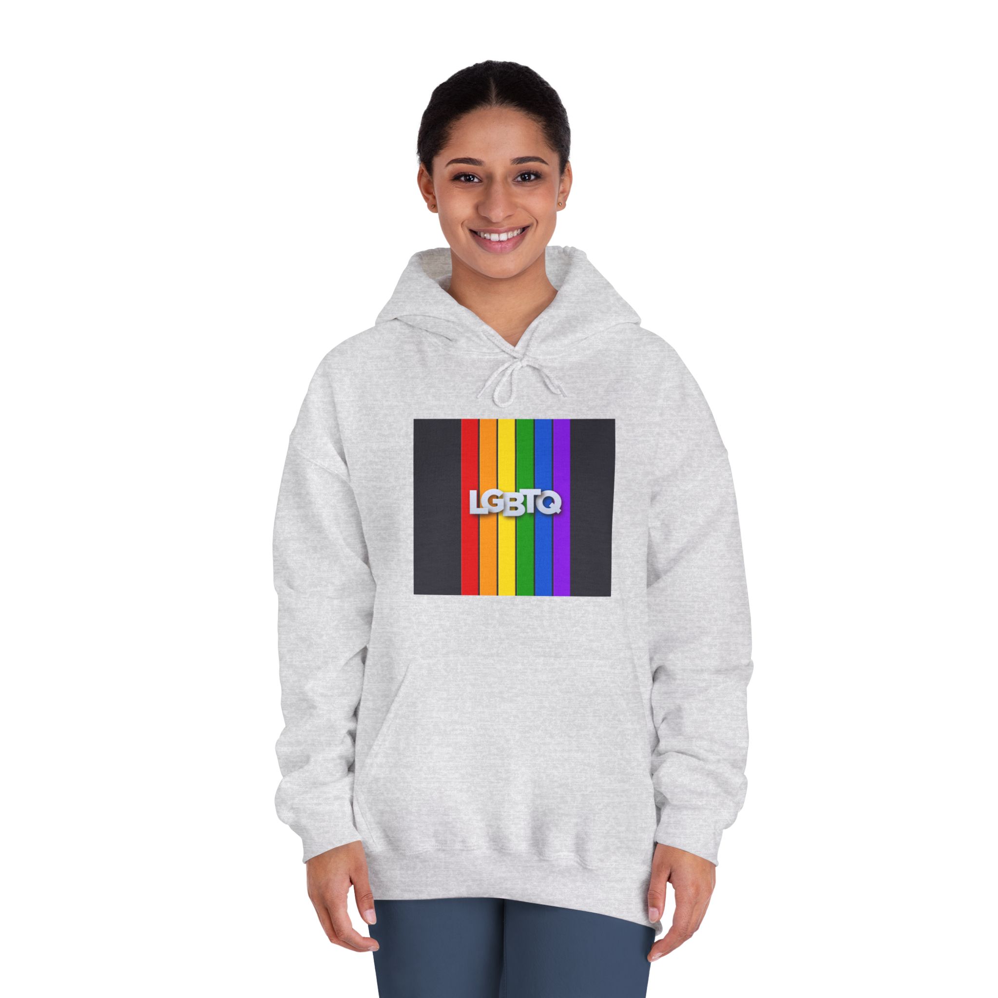 Lgbtq Paper Sign Rainbow Flag Unisex Dryblend Hooded Sweatshirt - Image 8
