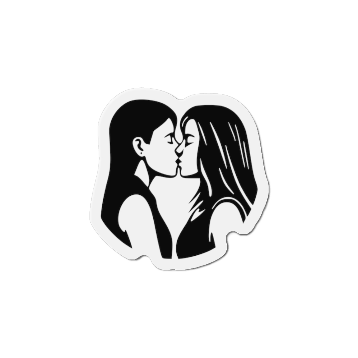 Lesbian Couple Kissing Lgbt Pride Black Outlines Isolated Vector Illustration Die Cut Magnets