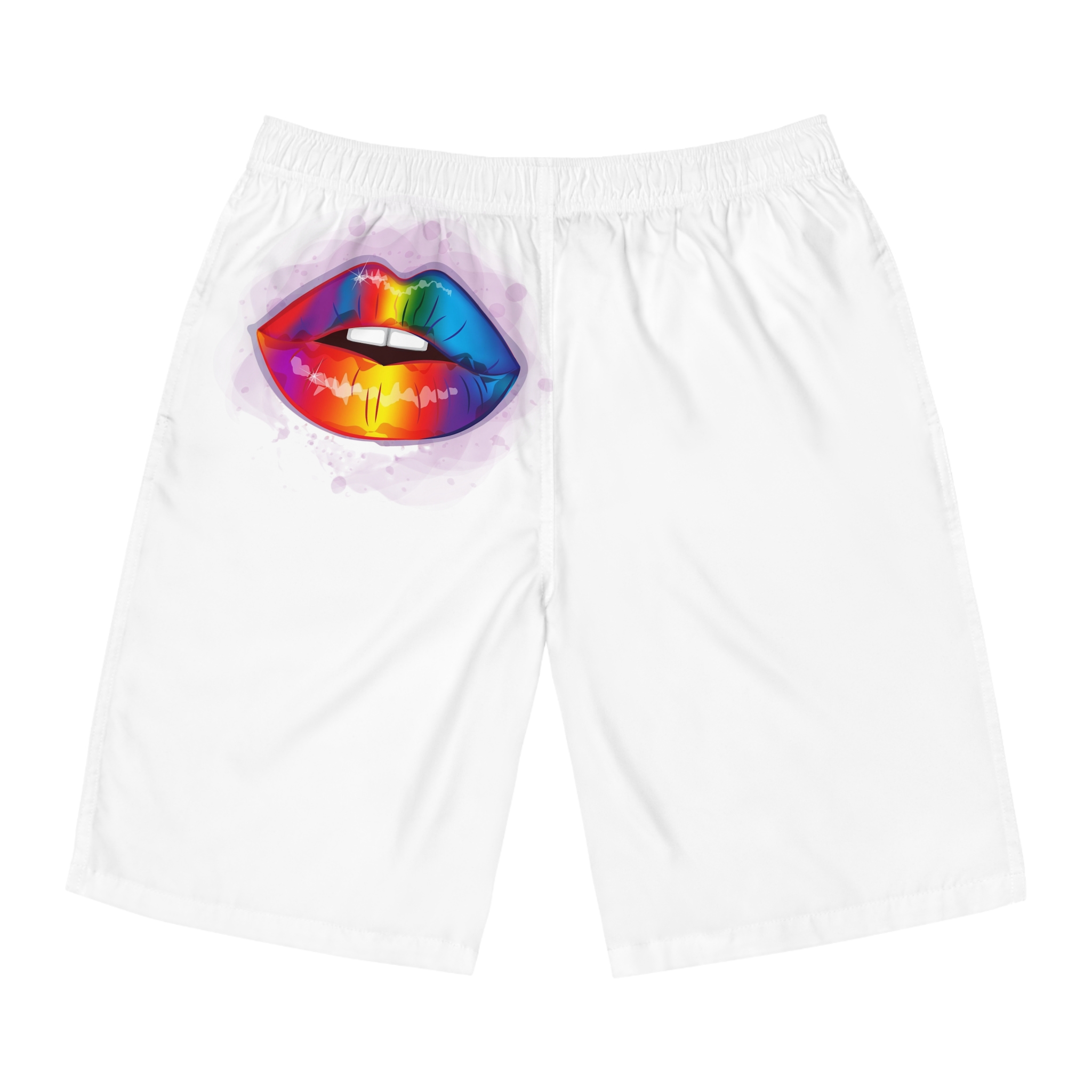 Rainbow Lips Lgbt Beautiful Fashionable Realistic Realistic Watercolor Style Print Vector Mens Board Shorts Aop