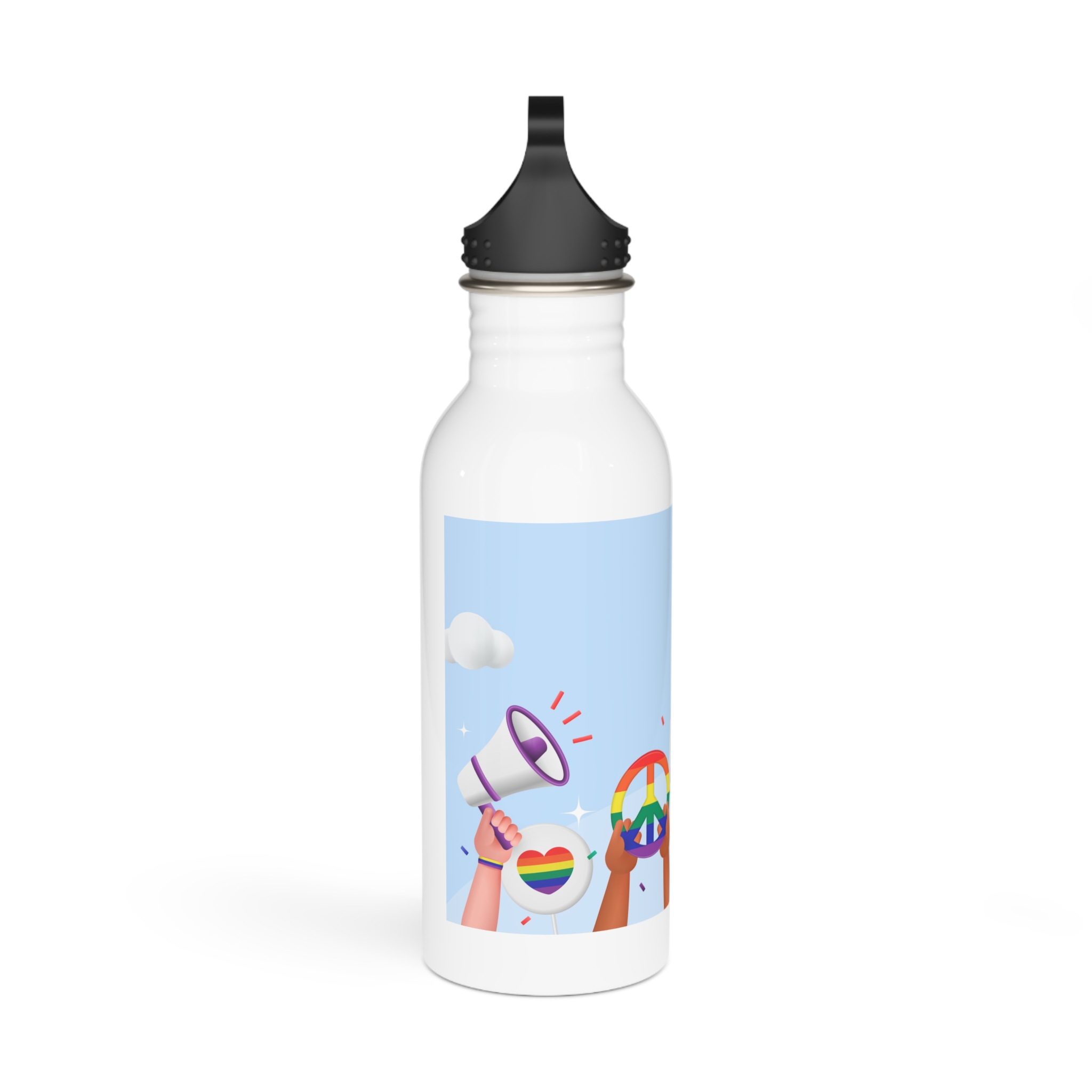 Realistic Background Pride Month Celebration Stainless Steel Water Bottle - Image 2
