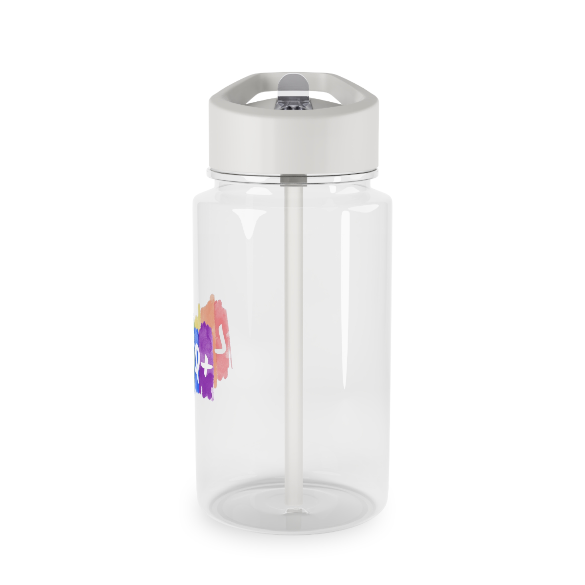 Lgbtq Logo Lettering Text Vector Rainbow Watercolor Paint Textured Colorful Stripes Tritan Water Bottle - Image 3