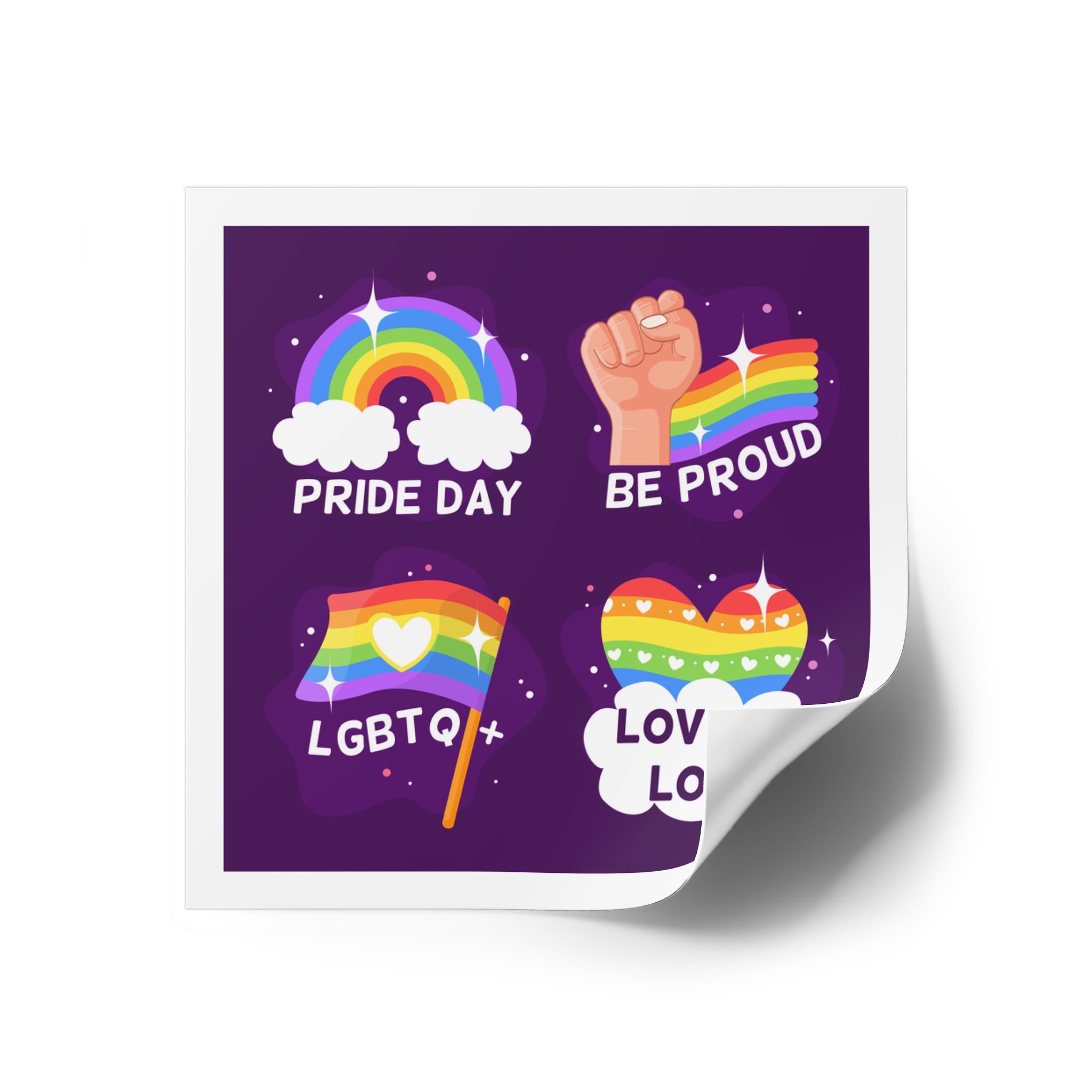 Pride Day Badges Collection Laminate Stickers Square - Image 26