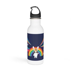 Happy Bunny With Rainbow Stars Stainless Steel Water Bottle