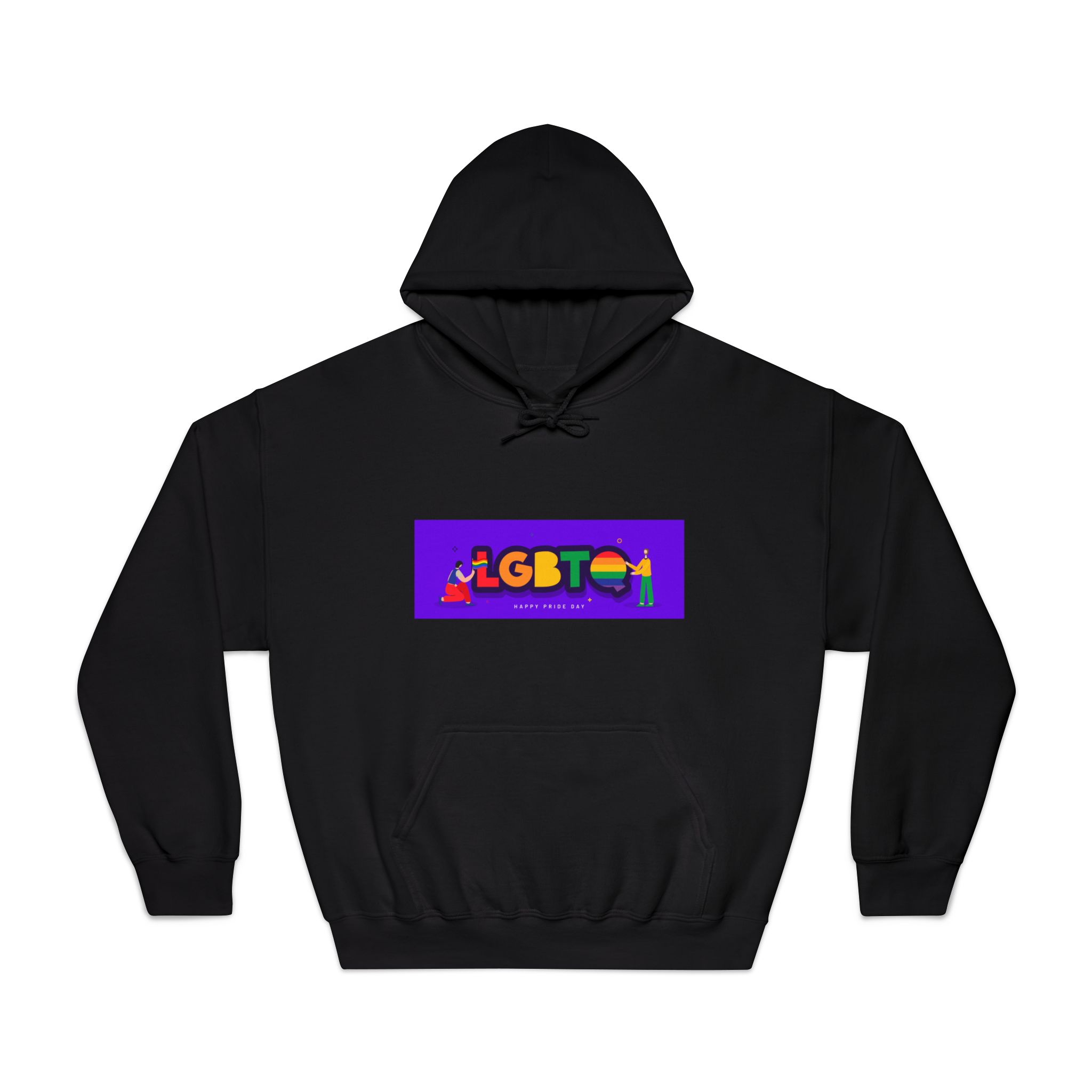 Lgbtq Community Banner Design With Illustration Gay Couple Unisex Dryblend Hooded Sweatshirt - Image 9