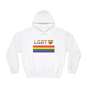 Lgbt Word Text Letter With Heart Rainbow Color Flag Isolated White Background Vector Illustration Unisex Dryblend Hooded Sweatshirt