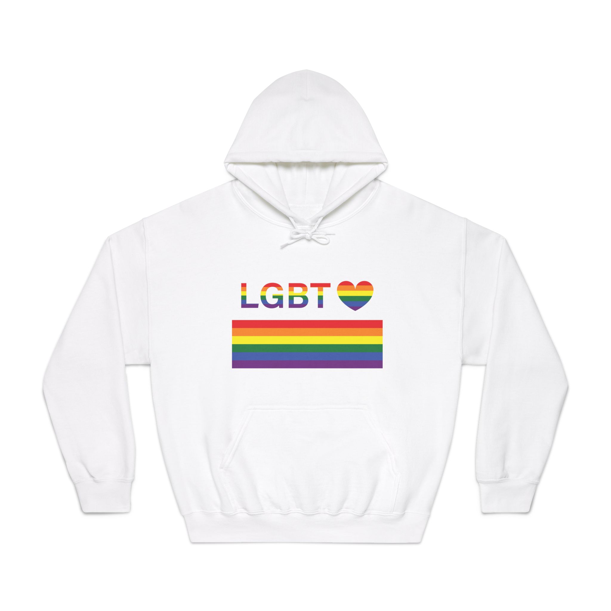 Lgbt Word Text Letter With Heart Rainbow Color Flag Isolated White Background Vector Illustration Unisex Dryblend Hooded Sweatshirt