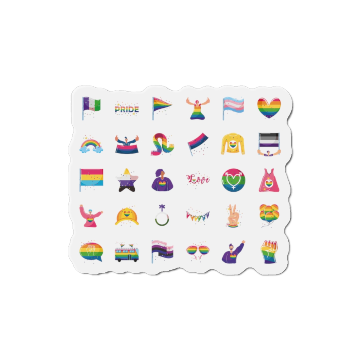 Set Icons With Lgbtq Community Symbols Die Cut Magnets