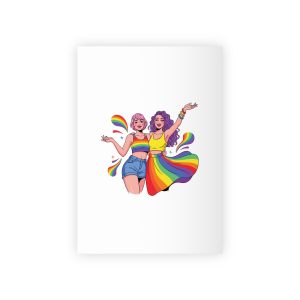 Two Happy Women Celebrating Diversity Pride With Rainbow Colors Splashes Gift Wrapping Paper Rolls 1pc