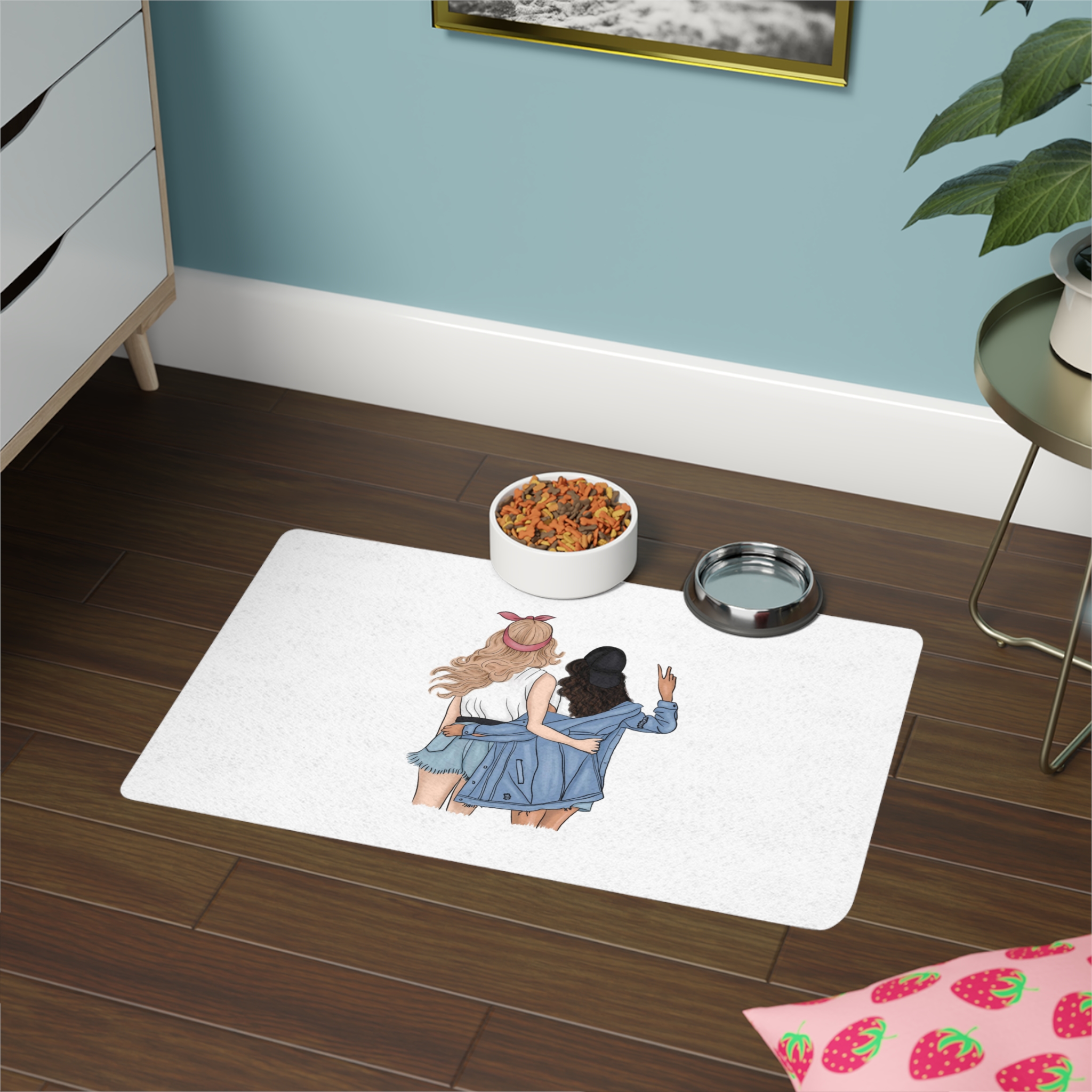 Friends Stand With Their Backs Pet Food Mat 12x18 - Image 4
