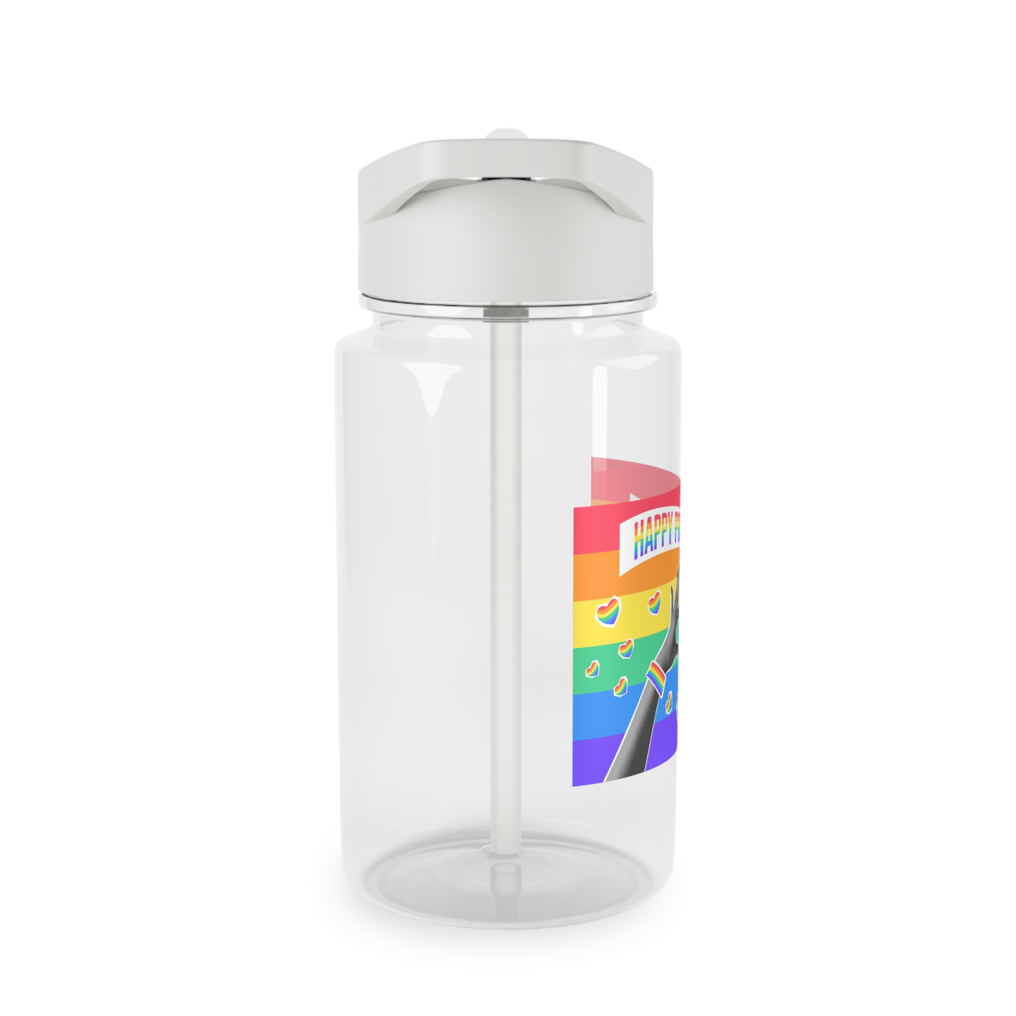 Lgbtq Pride Month Card Y2k Style Trendy Retro Collage Halftone Hands Tritan Water Bottle - Image 4