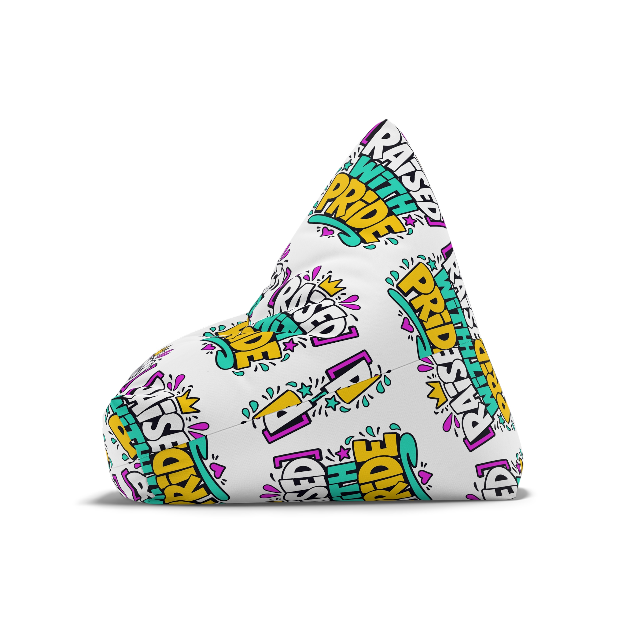 Raised With Pride Text Effect Bean Bag Chair Cover - Image 8