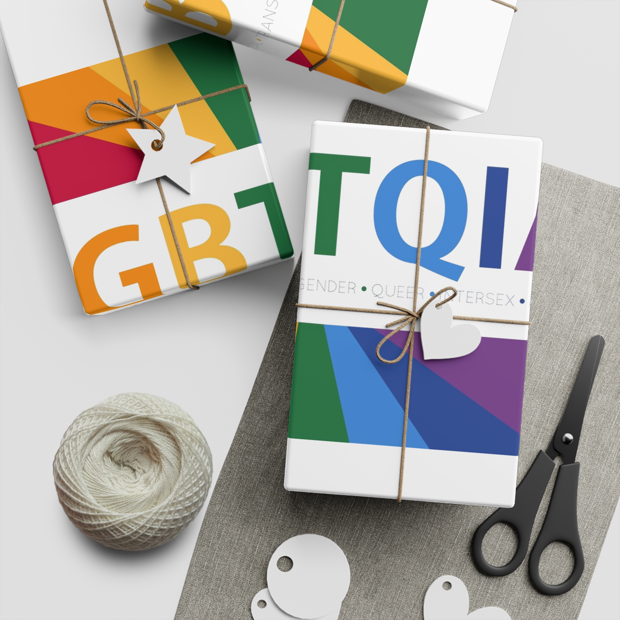 Lgbtqia Text Banner With Rainbow Background Lgbtqia Typography With Lgbt Gay Pride Flag Colours Gift Wrapping Paper Sheets 1pc - Image 2