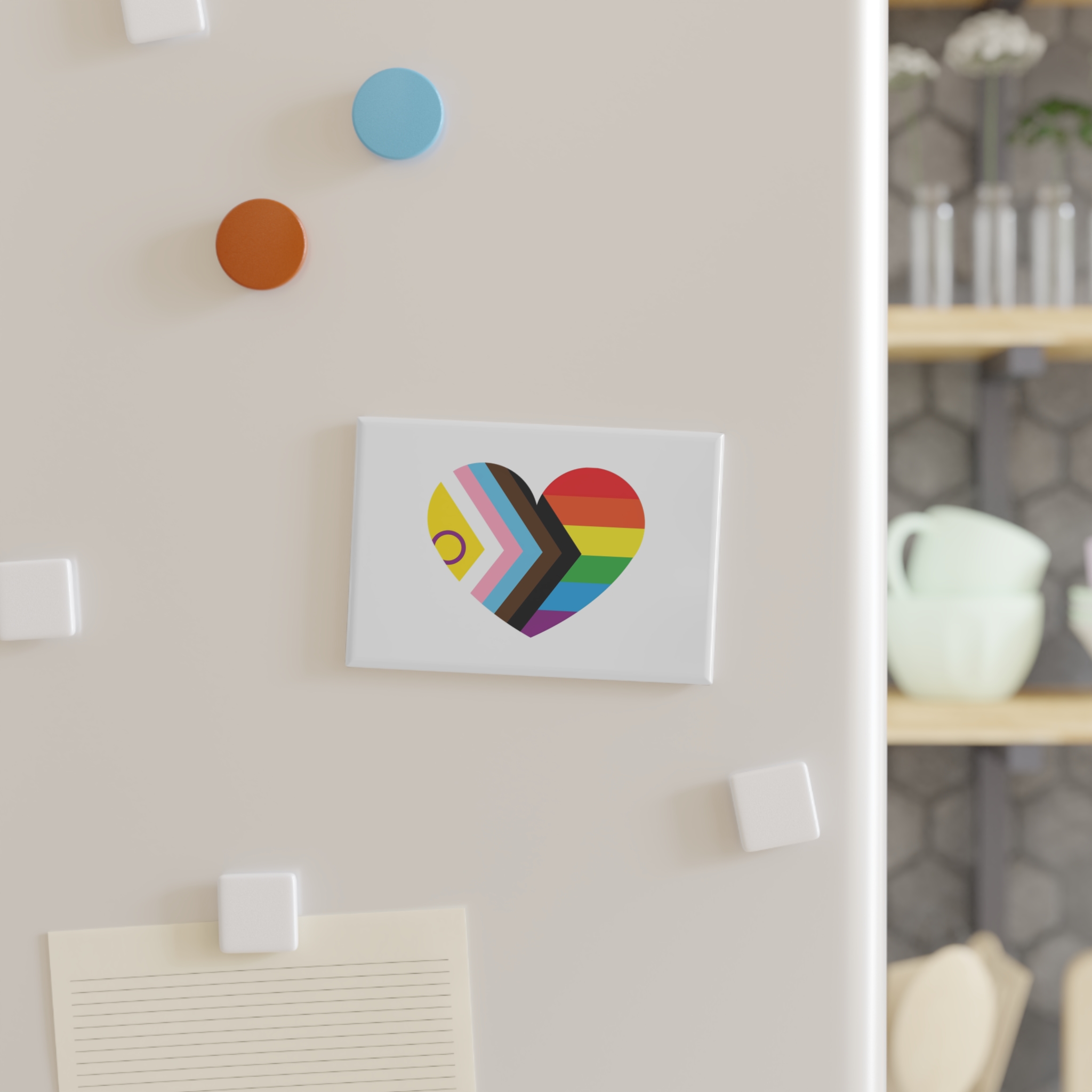 Inclusive Lgbtq Progress Pride Heart Symbol Button Magnet Rectangle 1 And 10 Pcs - Image 3