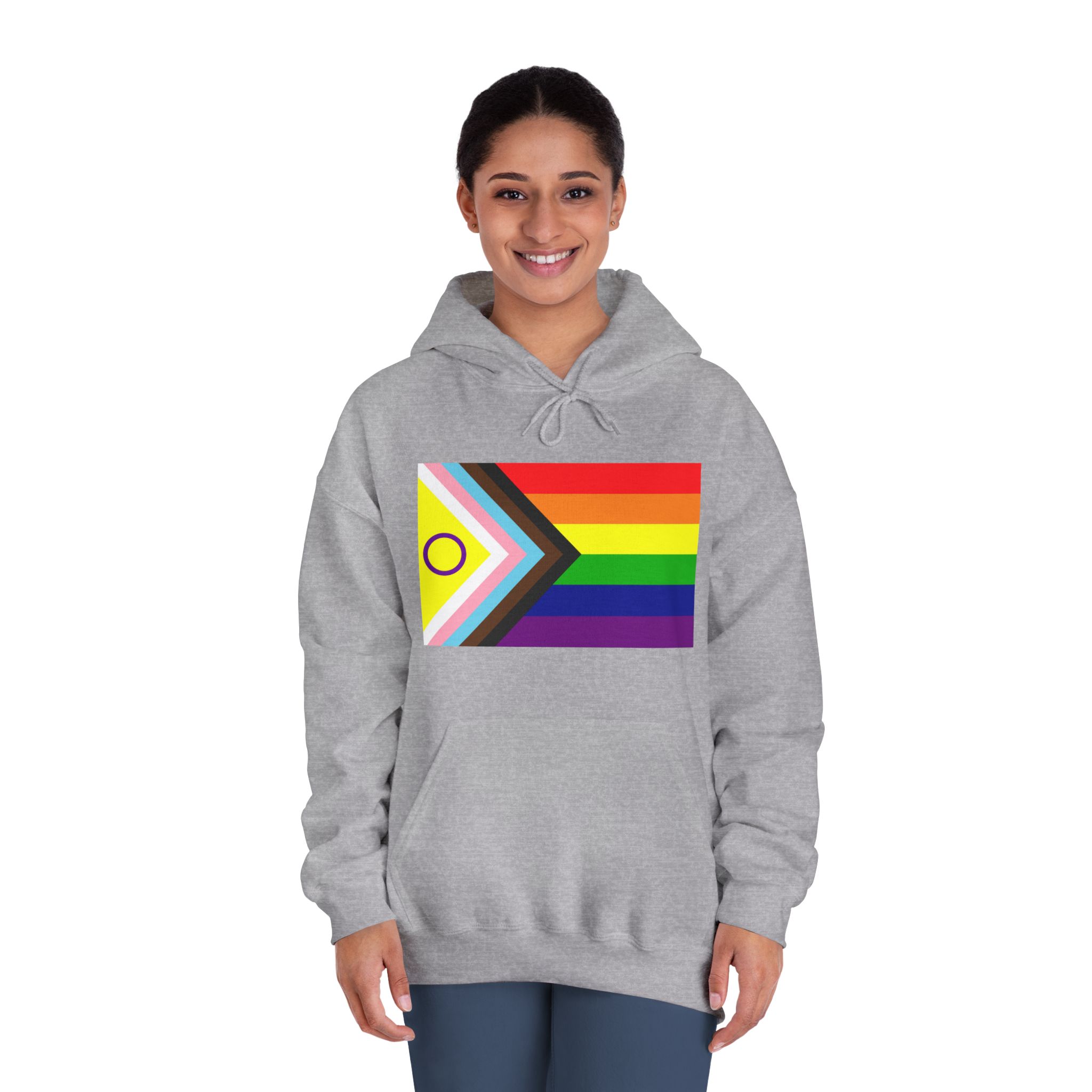 Lgbtq Pride Flag New Lgbtq Pride Flag Vector Updated Intersex Inclusive Progress Pride Flag Unisex Dryblend Hooded Sweatshirt - Image 16