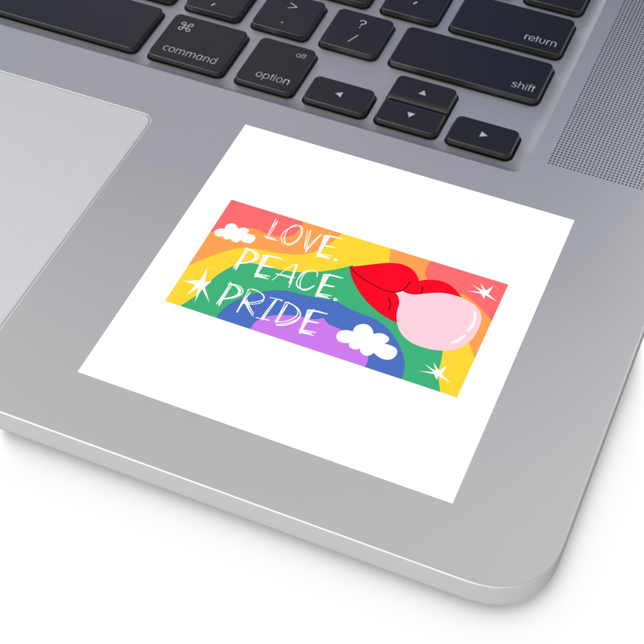 Lgbt Festive Cartoon Groovy Banner Retro 90s Style Love Freedom Concept Laminate Stickers Square - Image 23
