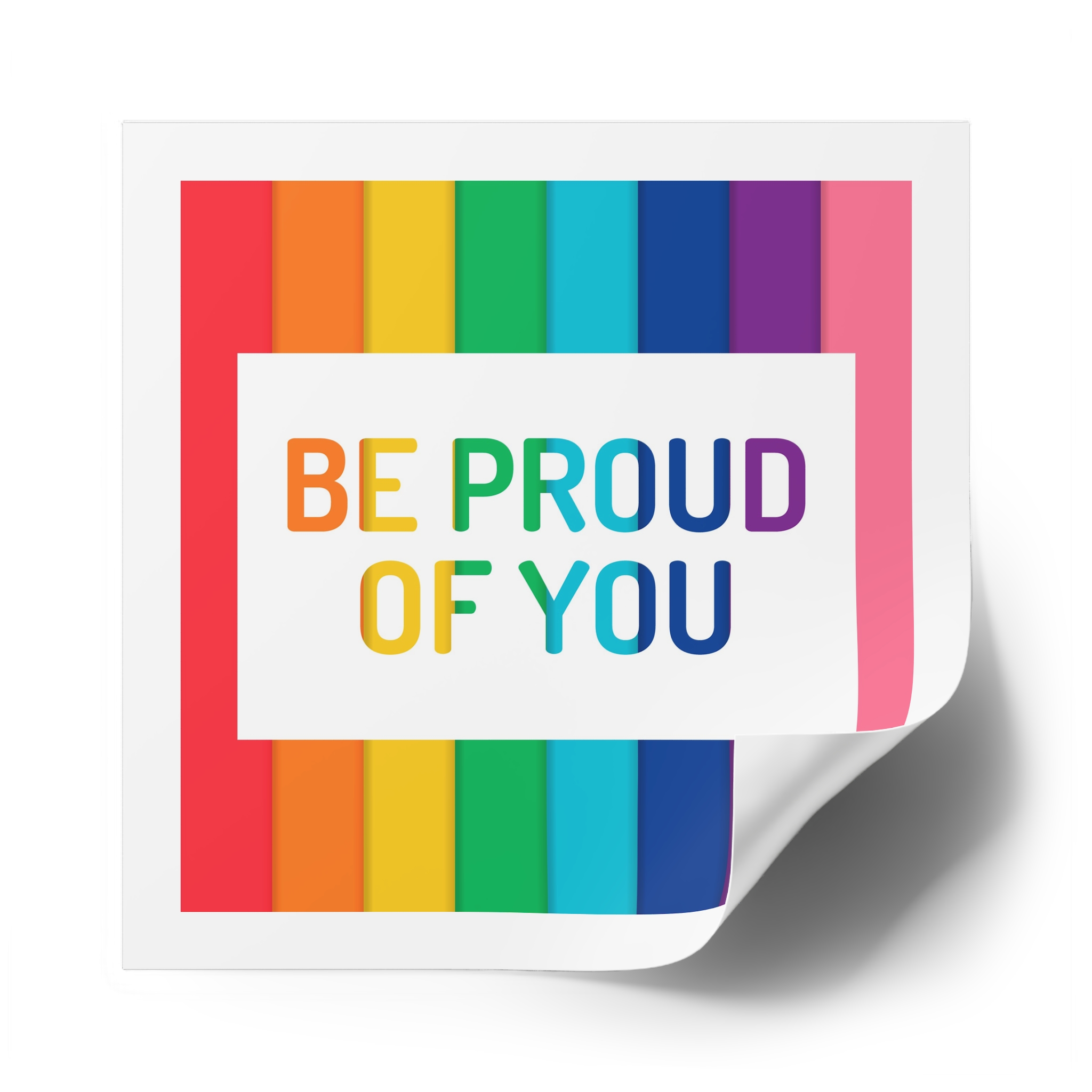 Rainbow Colored Background With Be Proud You Concept Pride Month Laminate Stickers Square - Image 50