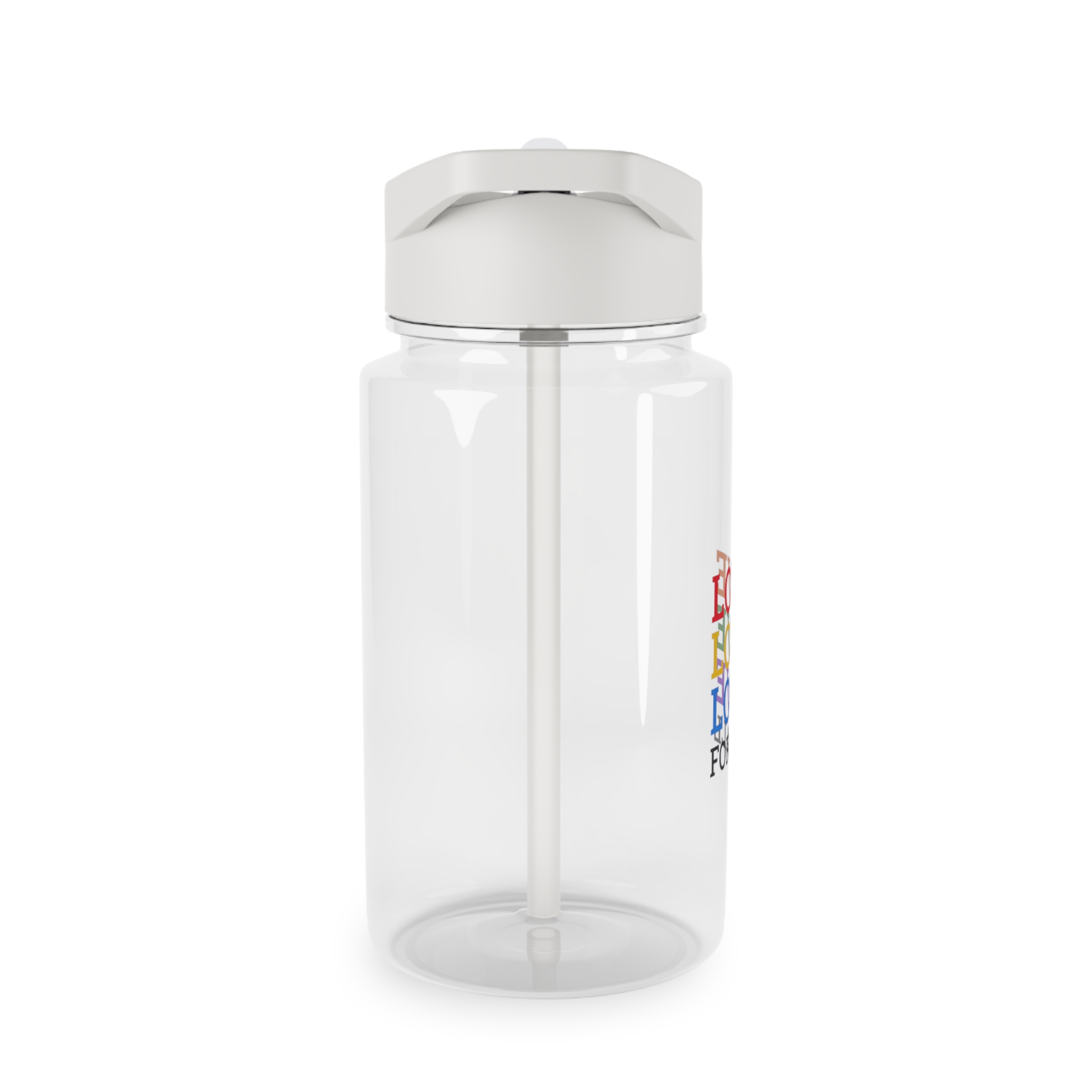 Love All Lgbtq Pride Month Positive Quote Rainbow Color Typographic Art White Background Tritan Water Bottle - Image 4
