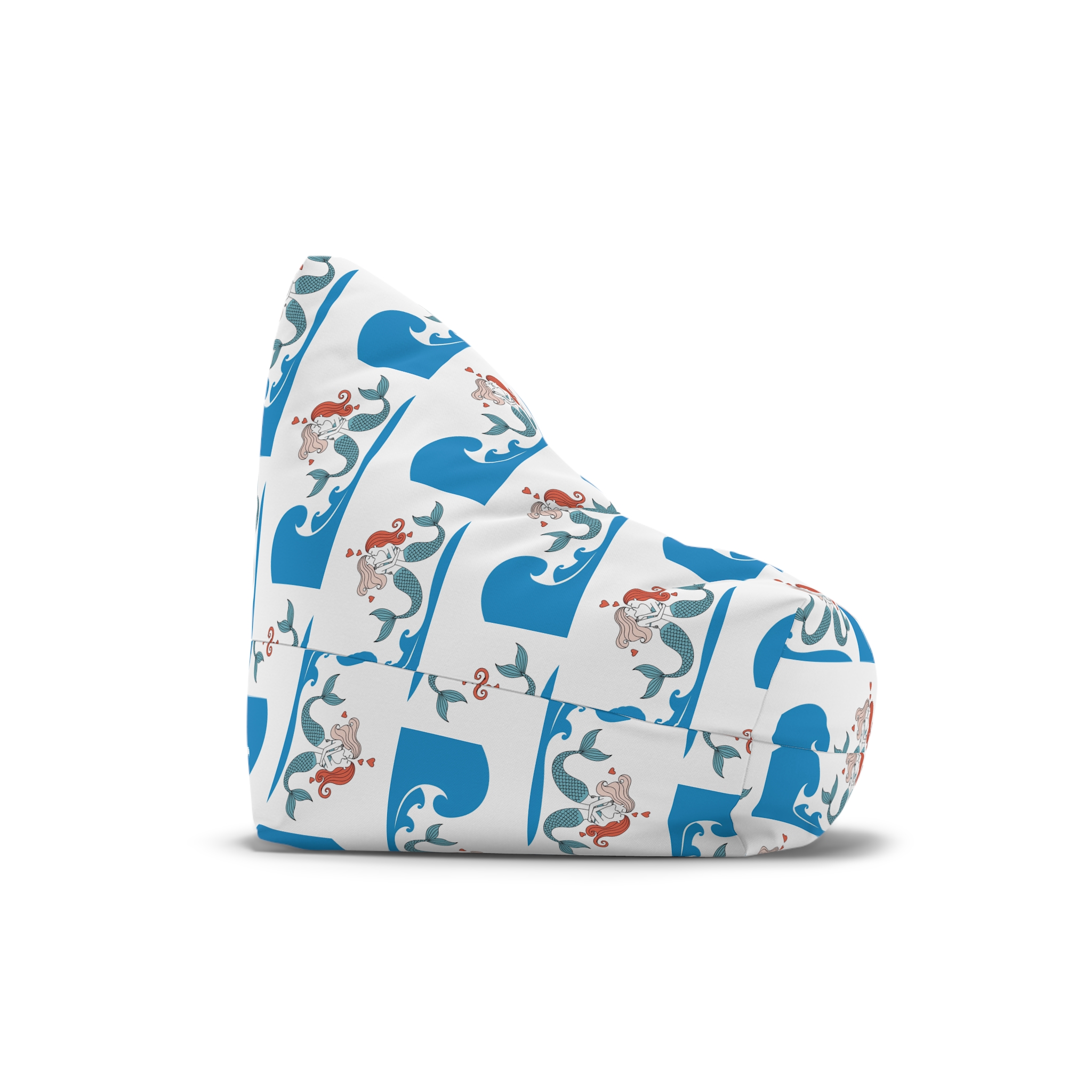 Two Mermaids Love With Hearts Their Heads Bean Bag Chair Cover - Image 3