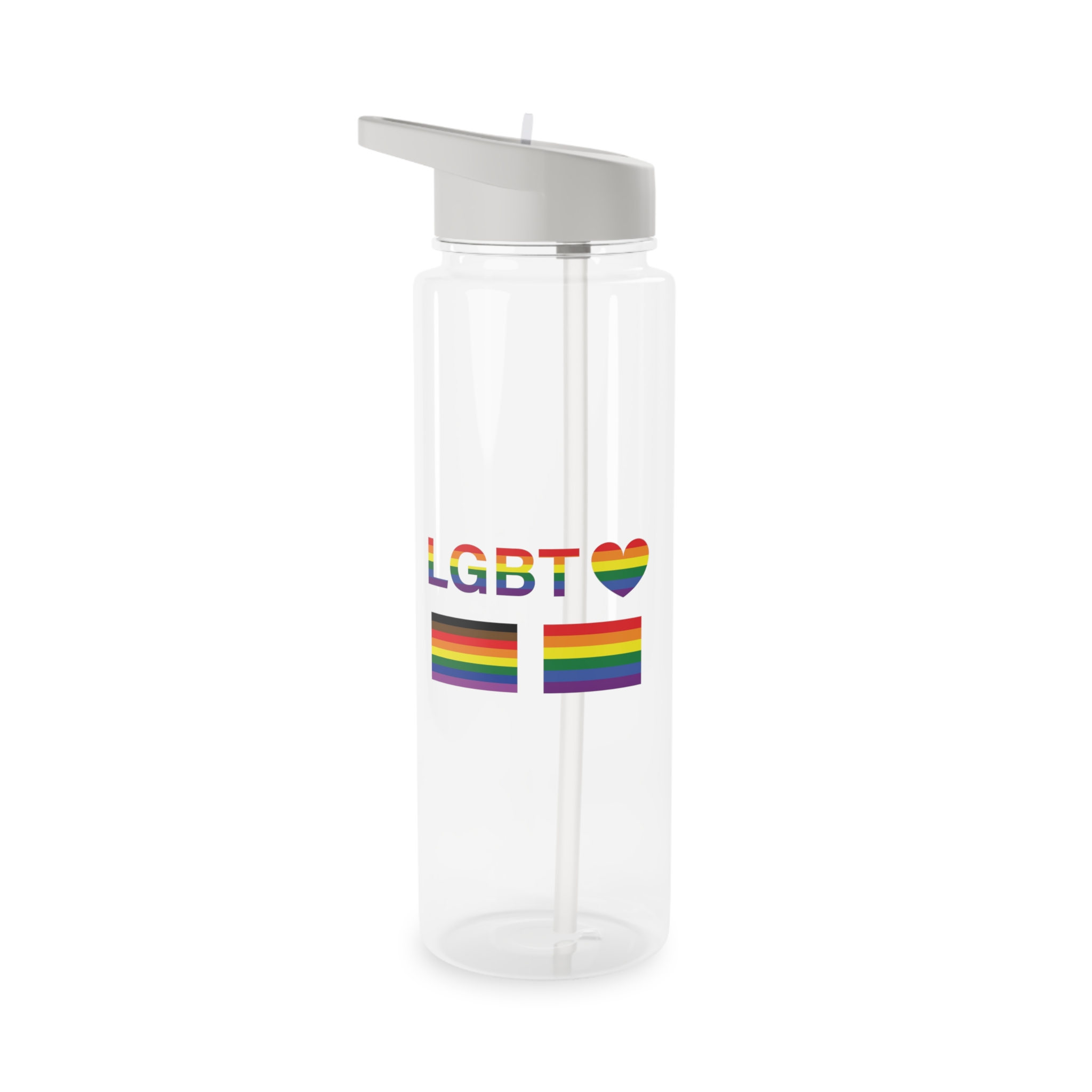 Lgbt Word Text Letter With Heart Rainbow Color Flag Isolated White Background Vector Illustrati Tritan Water Bottle - Image 5