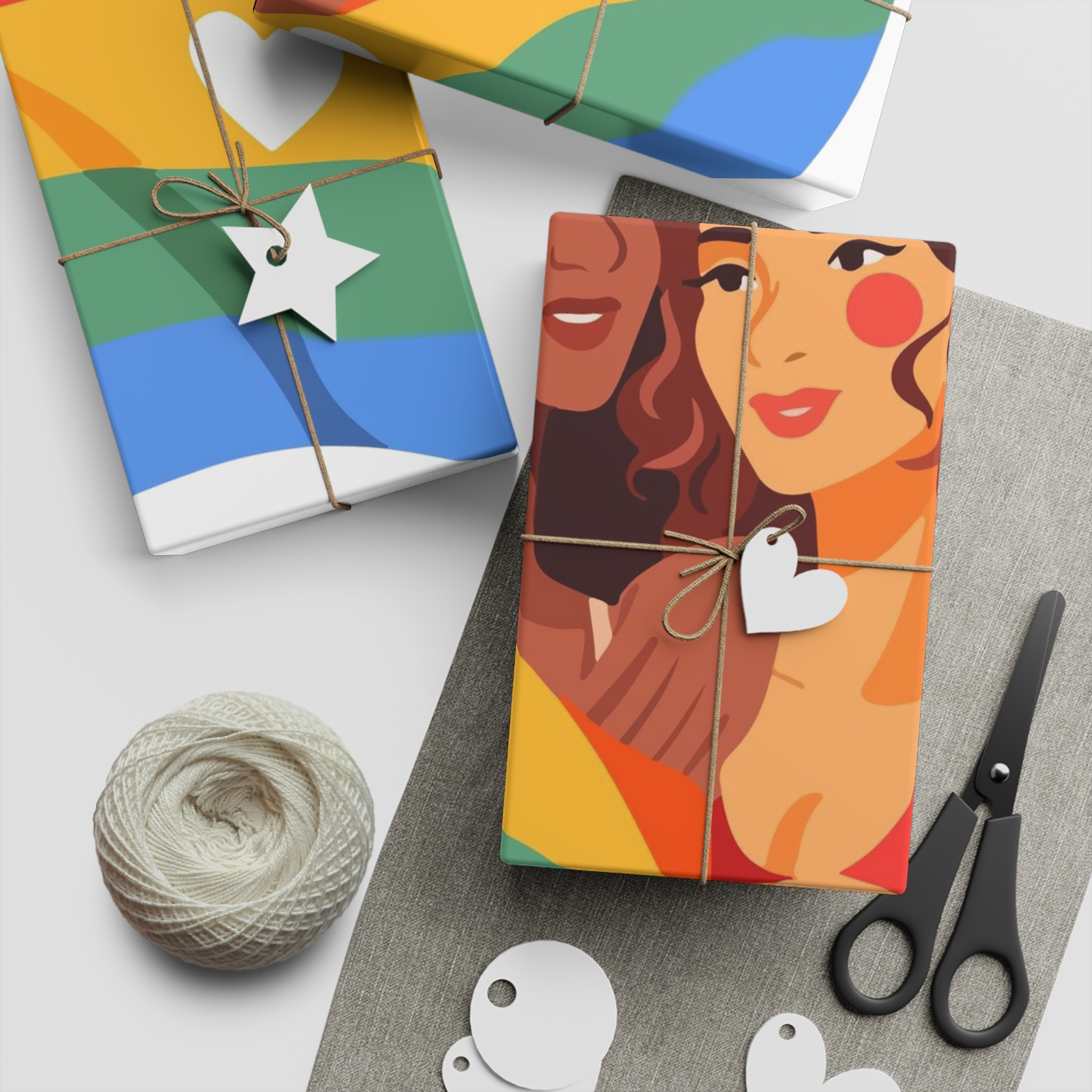 Portrait Lesbian Couple With Rainbow Flag Concept Lgbtq Gift Wrapping Paper Sheets 1pc - Image 5