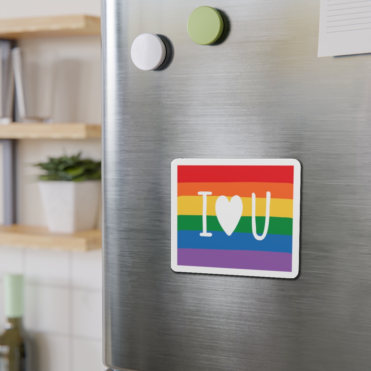 Vibrant Rainbow Flag With I Love You Heart Message Die Cut Magnets - Image 9