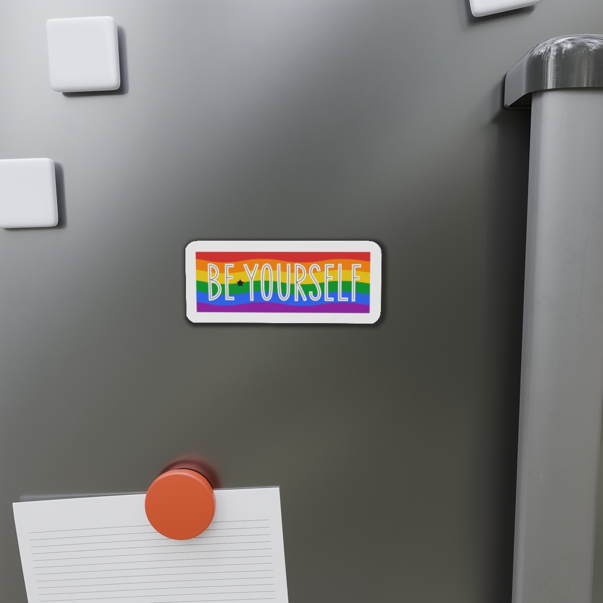 Be Yourself Phrase With Lgbtqia Flag Background Die Cut Magnets - Image 8