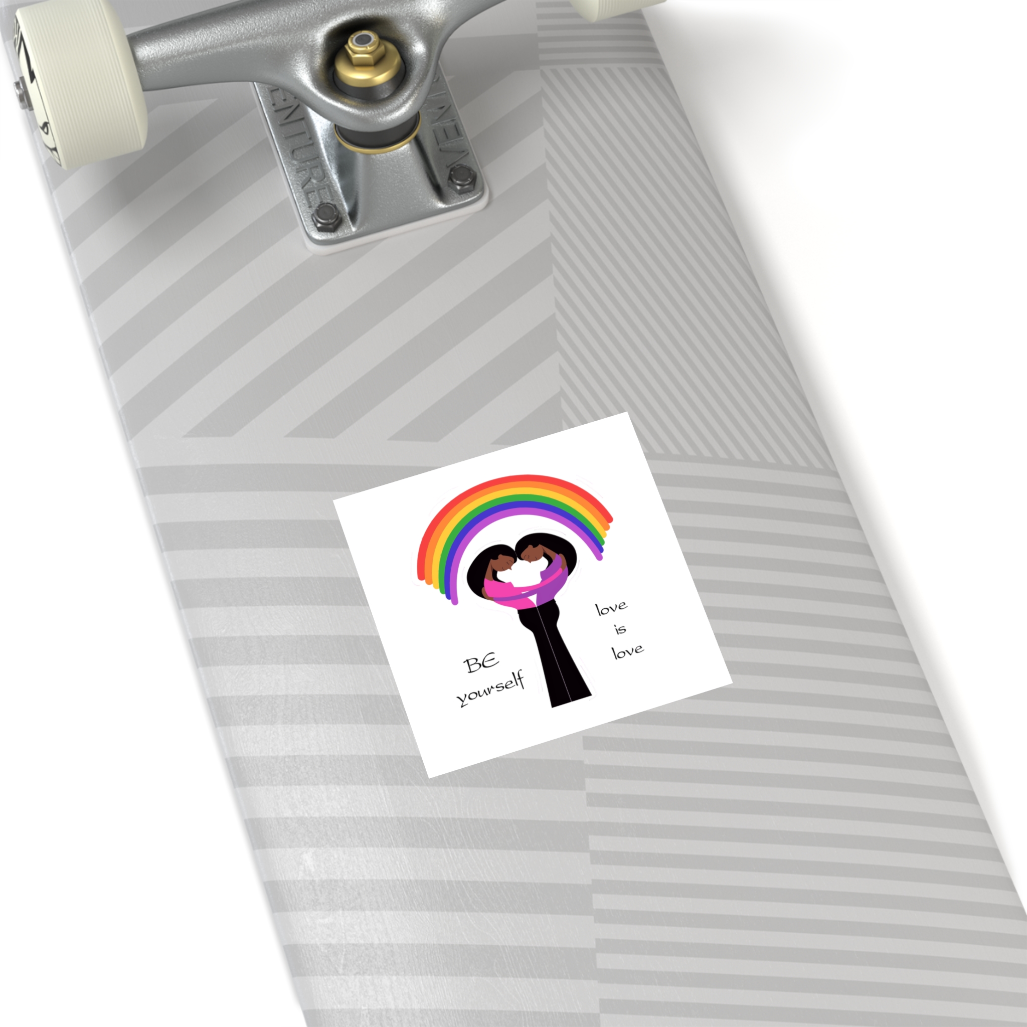 Poster Two Girls Hugging With Rainbow Laminate Stickers Square - Image 72