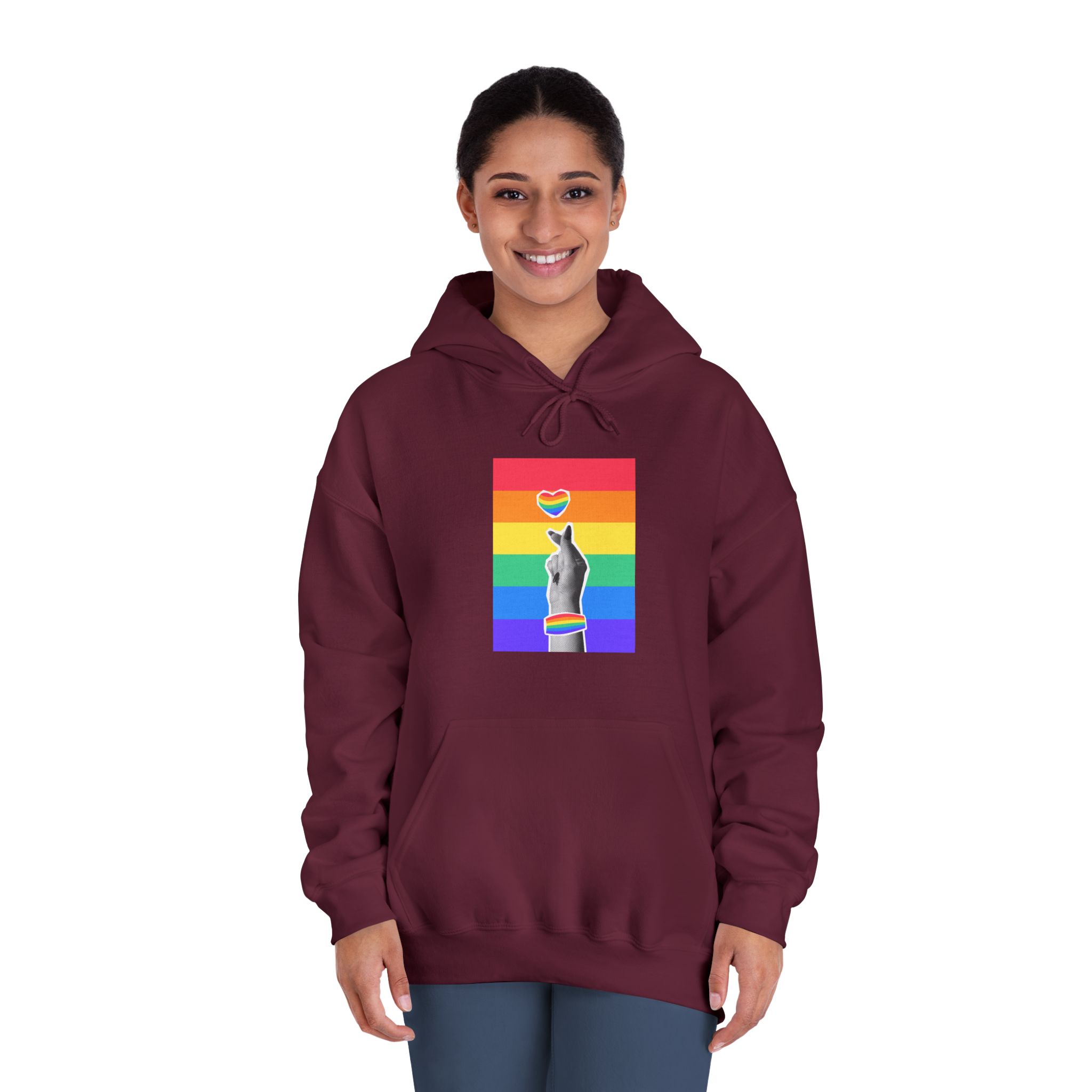 Lgbtq Trendy Retro Collage Halftone Hands Unisex Dryblend Hooded Sweatshirt - Image 20