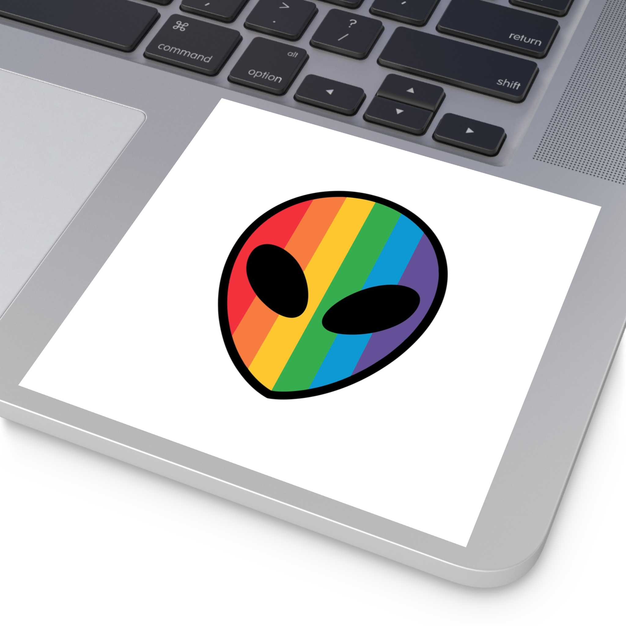 Rainbow Alien Head Lgbt Pride Illustration Laminate Stickers Square - Image 43