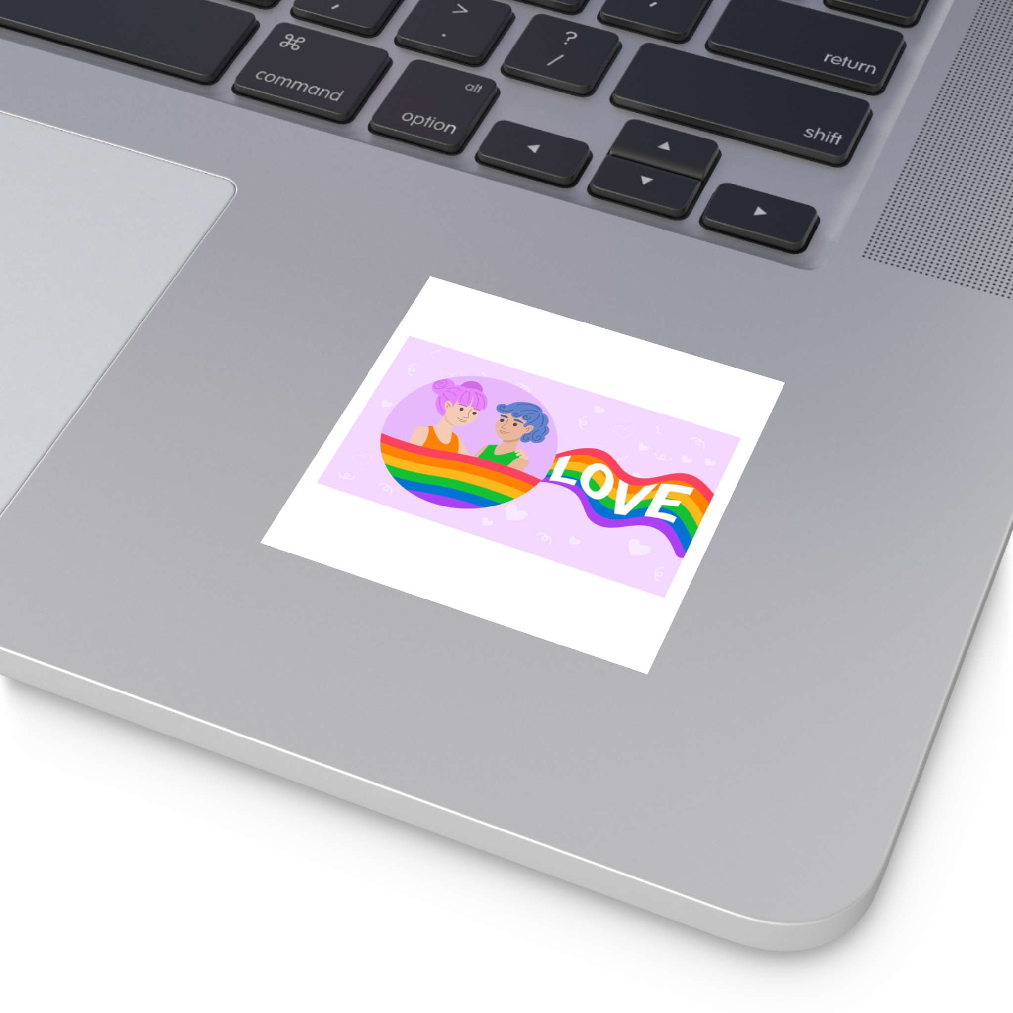 Joyful Group Holding Waving Pride Flag Laminate Stickers Square - Image 3