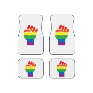 Vector Lgbt Rainbow Flag Fist Isolated White Background Car Mats Set Of 4