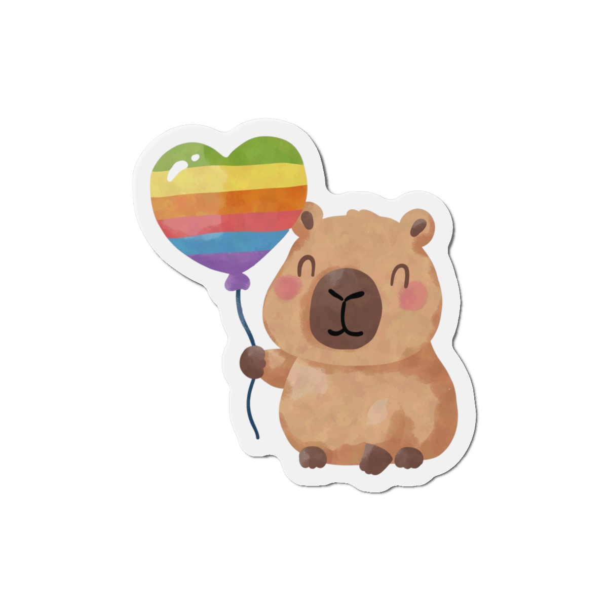 Capybara Holding Rainbow Heart Balloon Illustration (1) Die Cut Magnets - Image 10