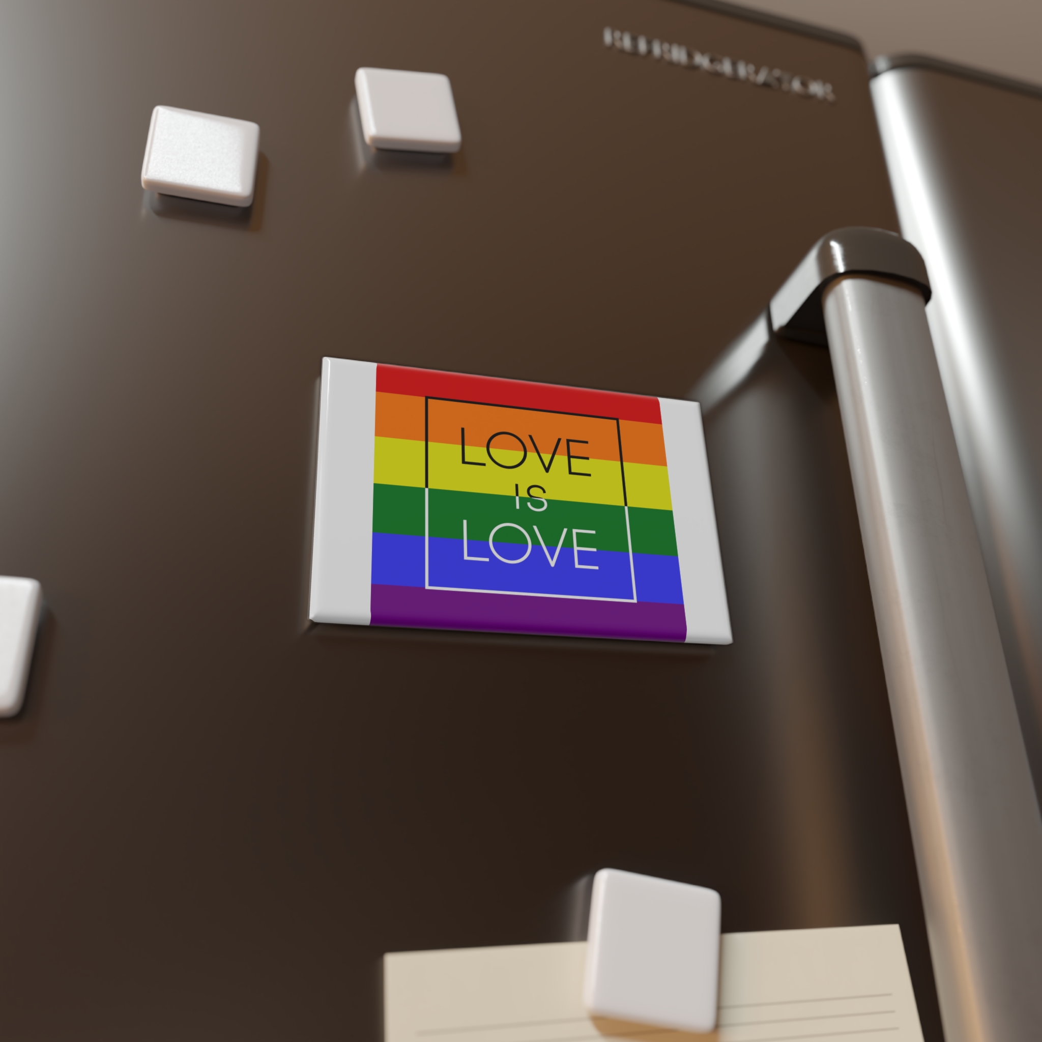 Lgbt Card Text Love Is Love Background Flag Colors Vector Illustration Button Magnet Rectangle 1 And 10 Pcs - Image 4