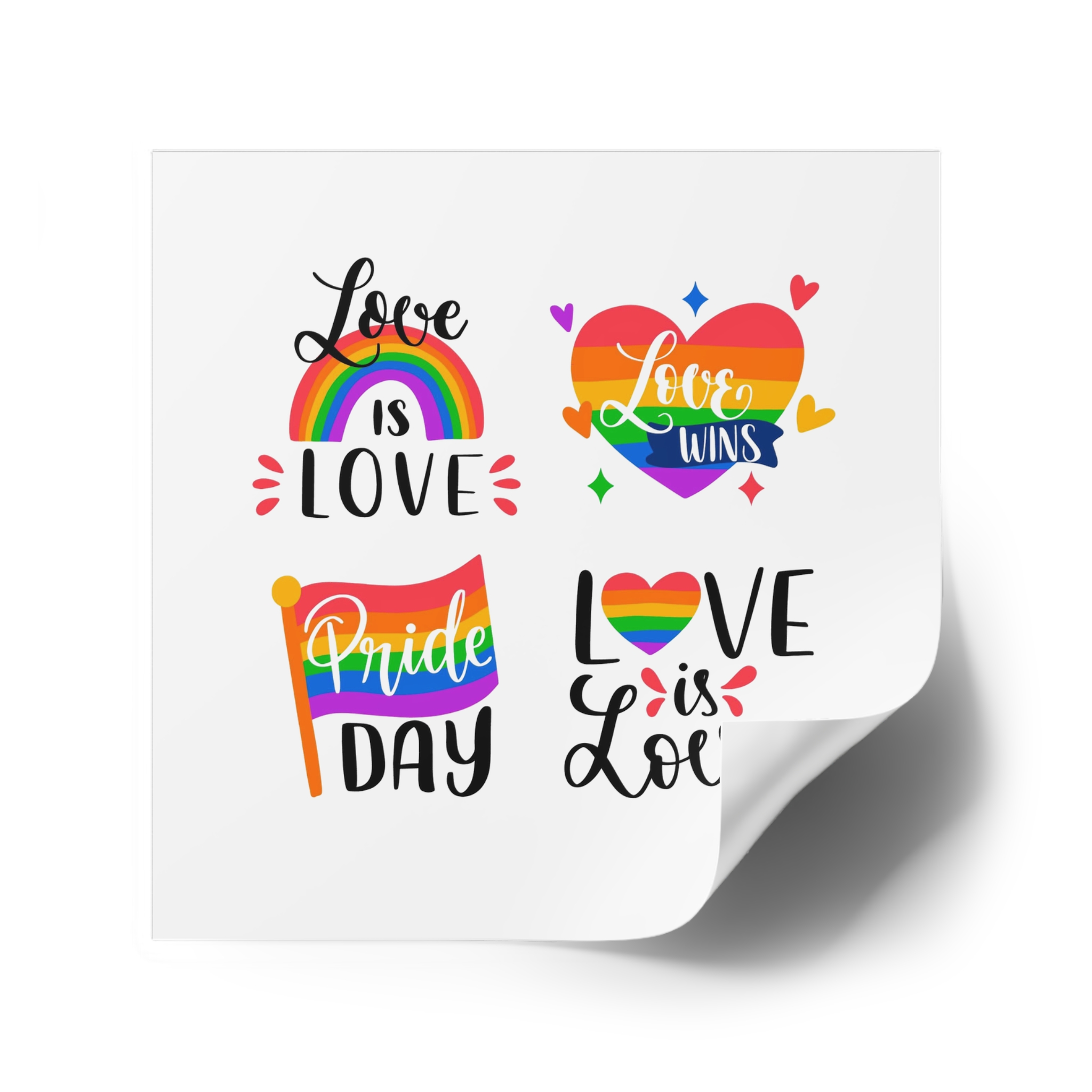 Hand Drawn Pride Day Label Collection Laminate Stickers Square - Image 42