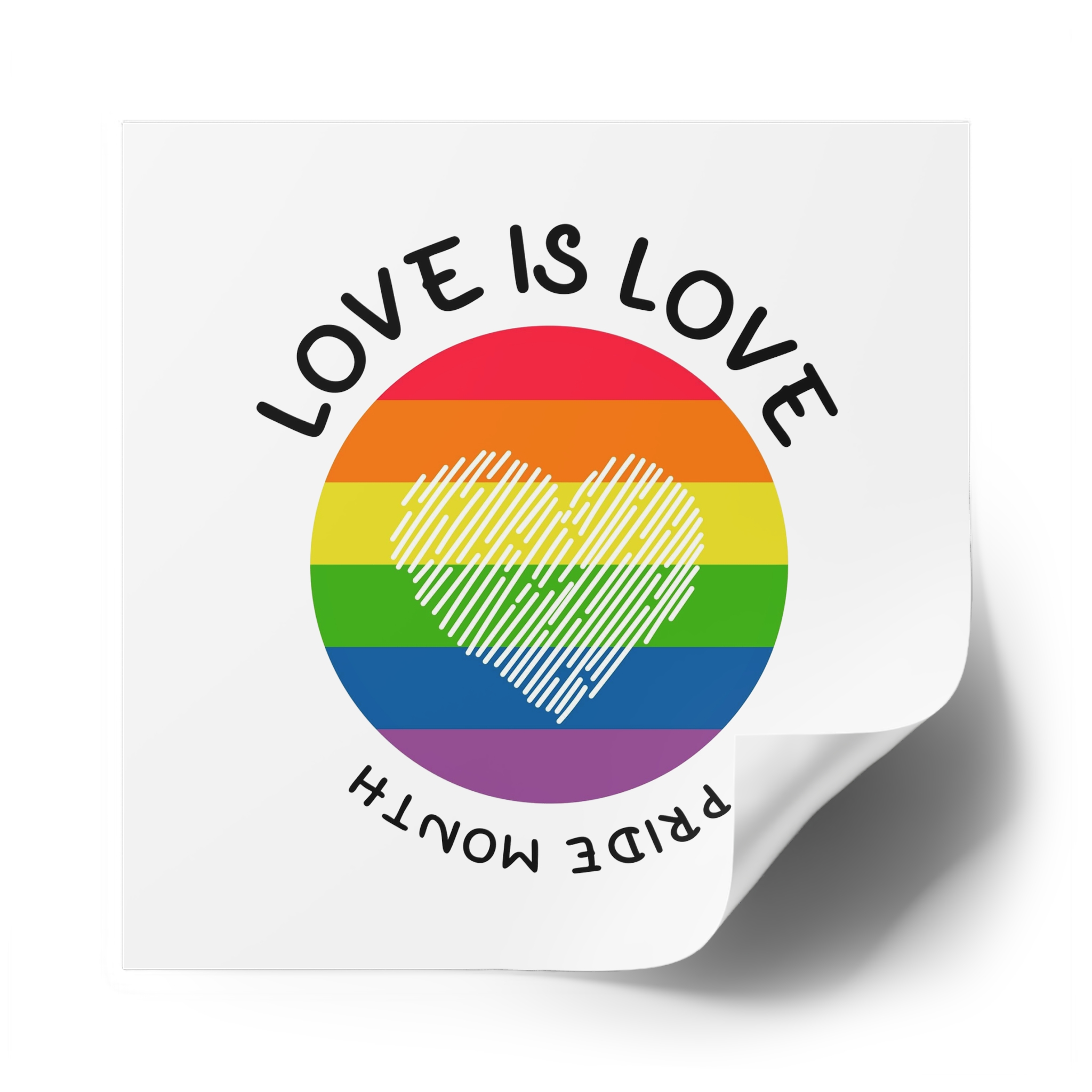 Lgbt Pride Month Love Is Love Lgbtq Symbol With Lgbt Pride Round Rainbow Flag With Heart Gay Pride Laminate Stickers Square - Image 50
