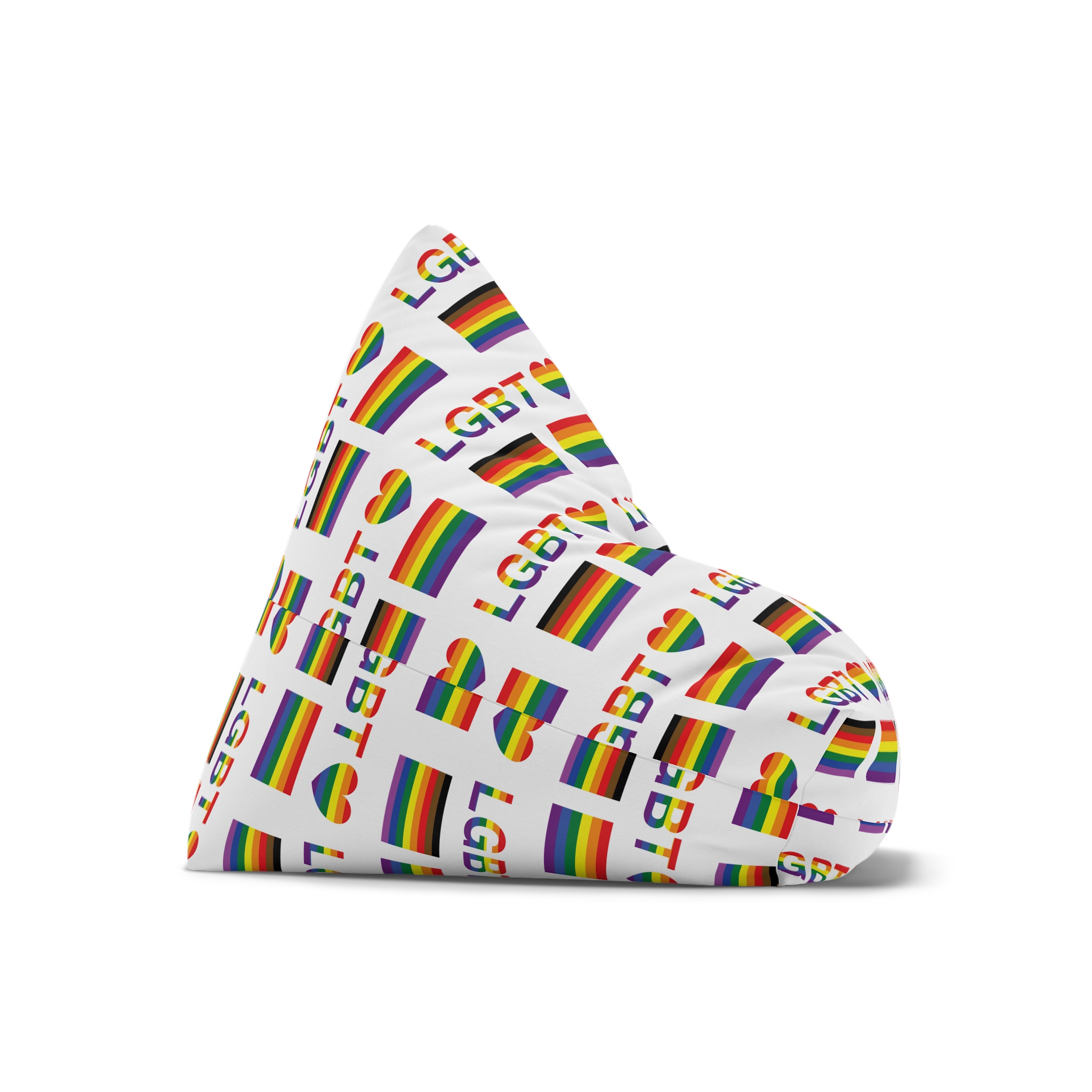 Lgbt Word Text Letter With Heart Rainbow Color Flag Isolated White Background Vector Illustrati Bean Bag Chair Cover - Image 7