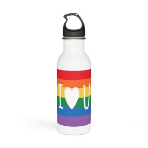 Vibrant Rainbow Flag With I Love You Heart Message Stainless Steel Water Bottle