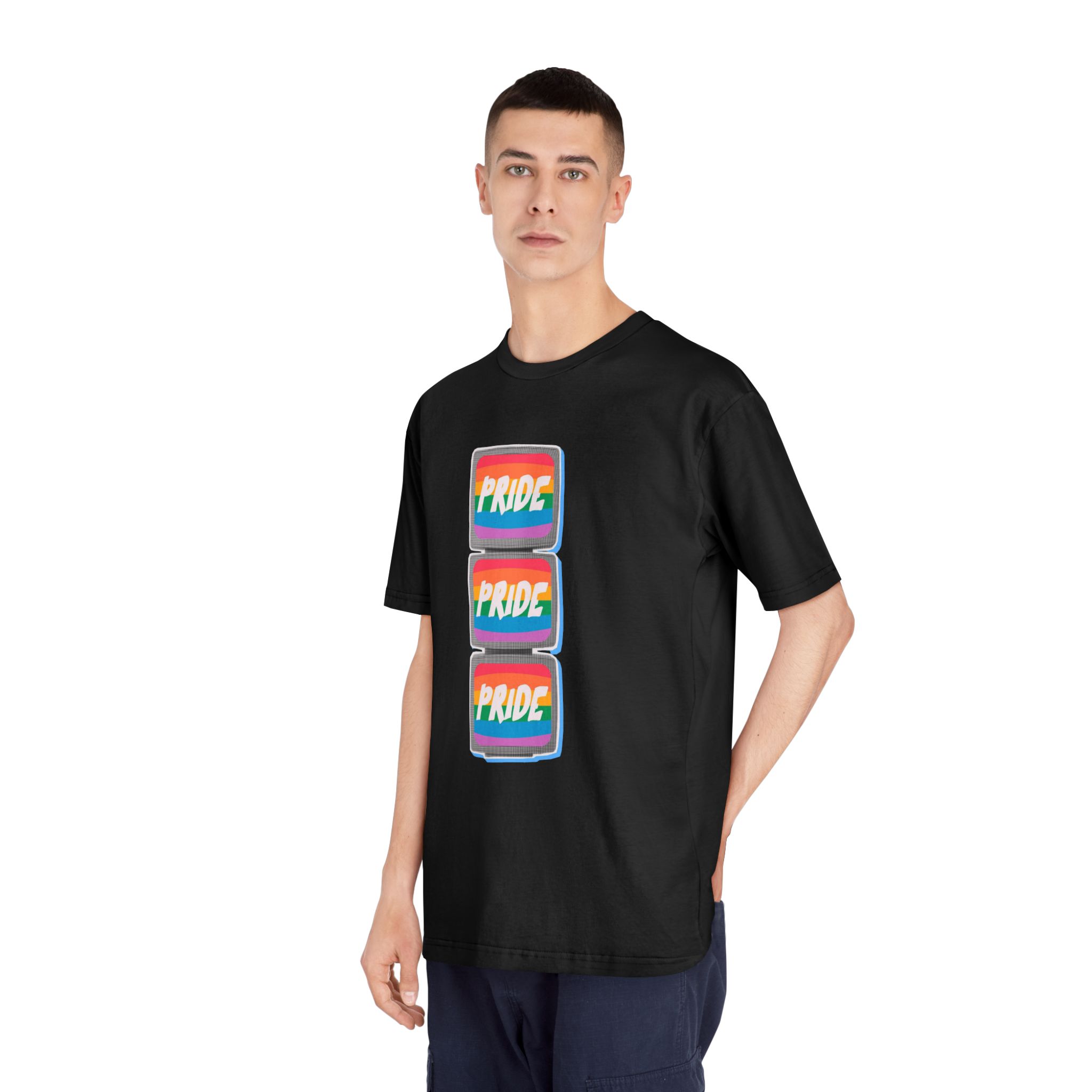 Retro Halftone Tvs With Rainbow Screens Bold Text Perfect Pride Month Activism Designs - Unisex Classic Crewneck T Shirt - Image 8