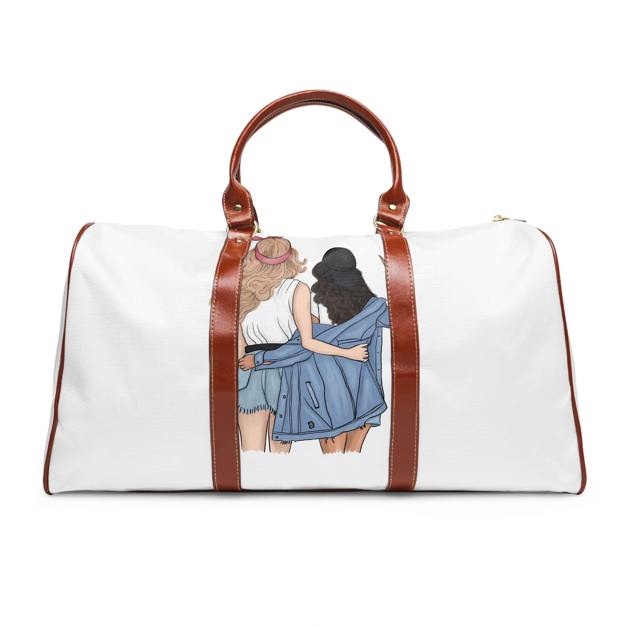 Friends Stand With Their Backs Waterproof Travel Bag