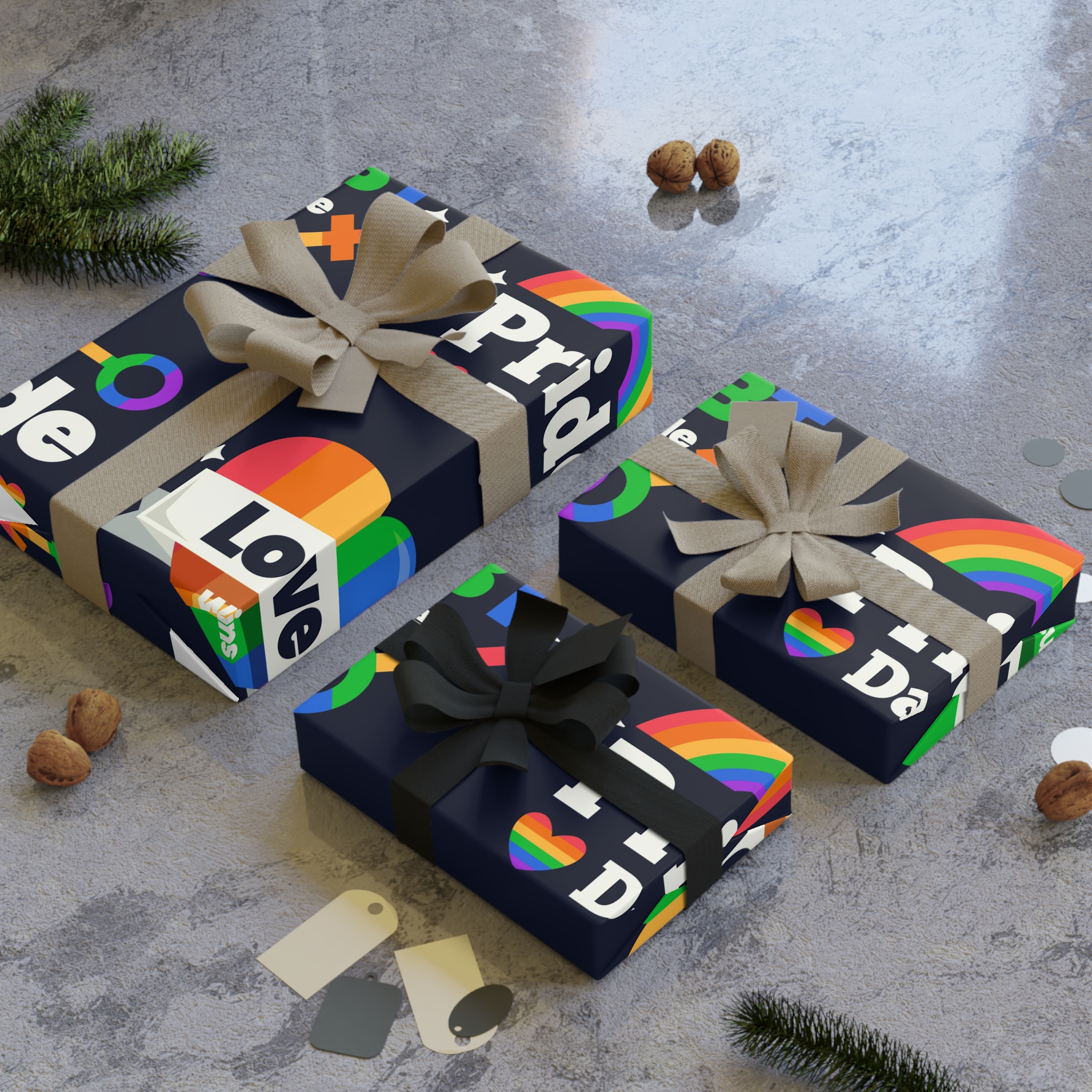 Flat Pride Day Badge Collection 3 Gift Wrapping Paper Rolls 1pc - Image 4