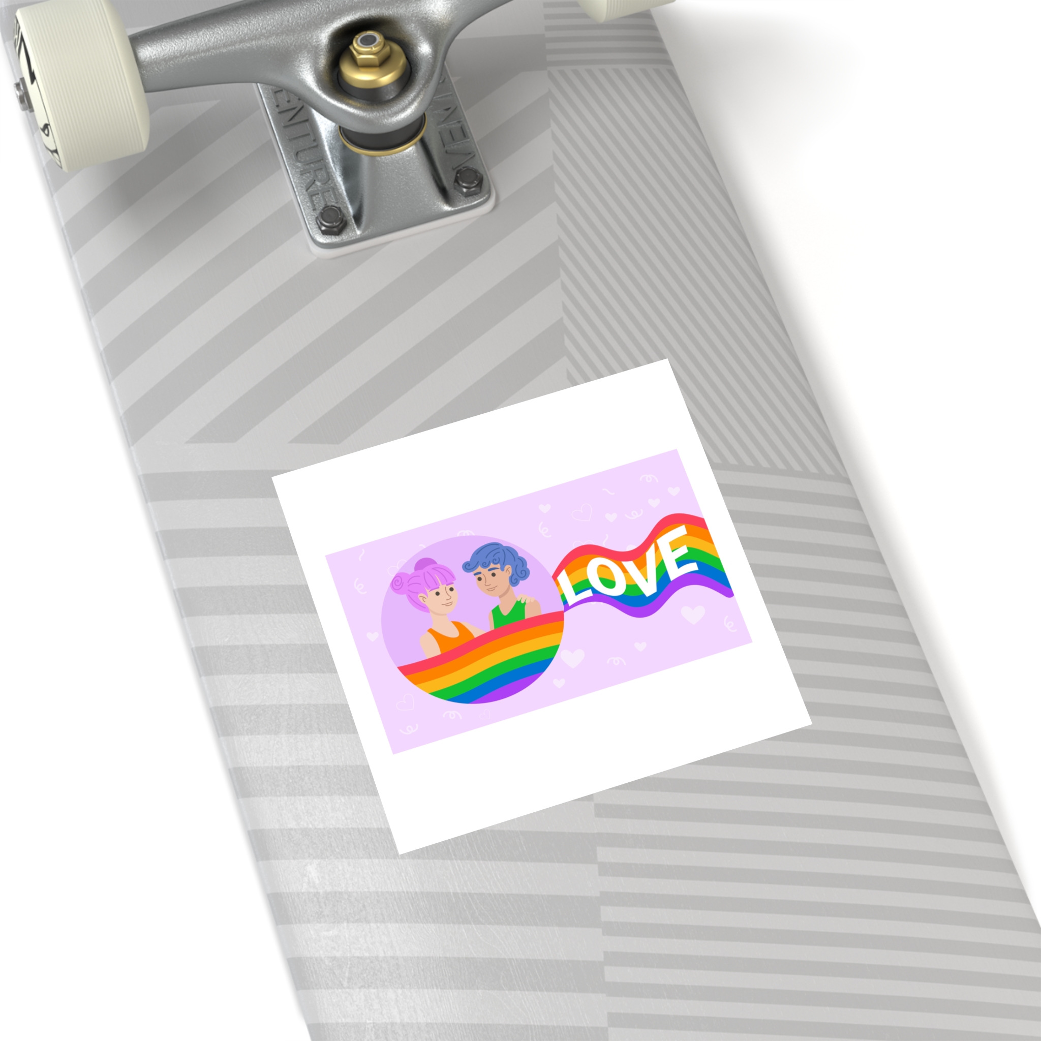 Joyful Group Holding Waving Pride Flag Laminate Stickers Square - Image 36