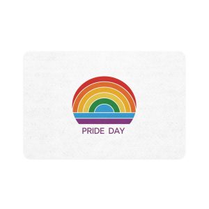Rainbow Pride Day Celebration Logo With Multicolor Arches Text Lgbtq Support Equality Awareness Pet Food Mat 12x18