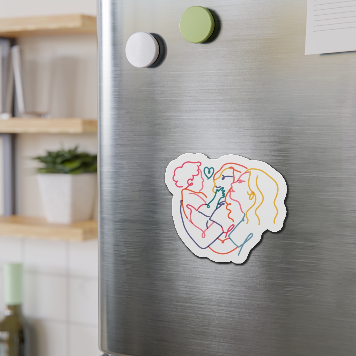 Lesbian Family Clipart Lgbtq Line Portrait Illustration Vector Die Cut Magnets - Image 12