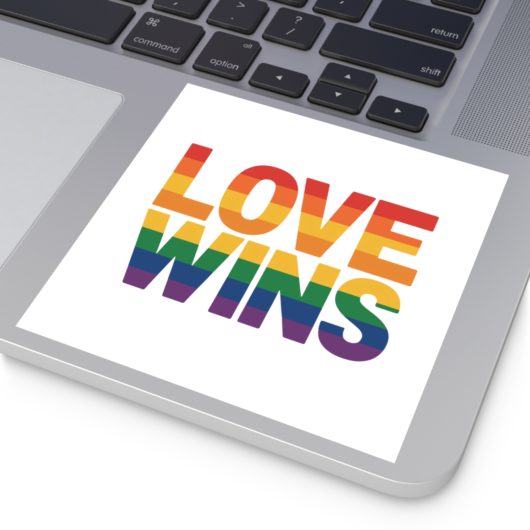 Love Wins Rainbow Pride Message Laminate Stickers Square - Image 35
