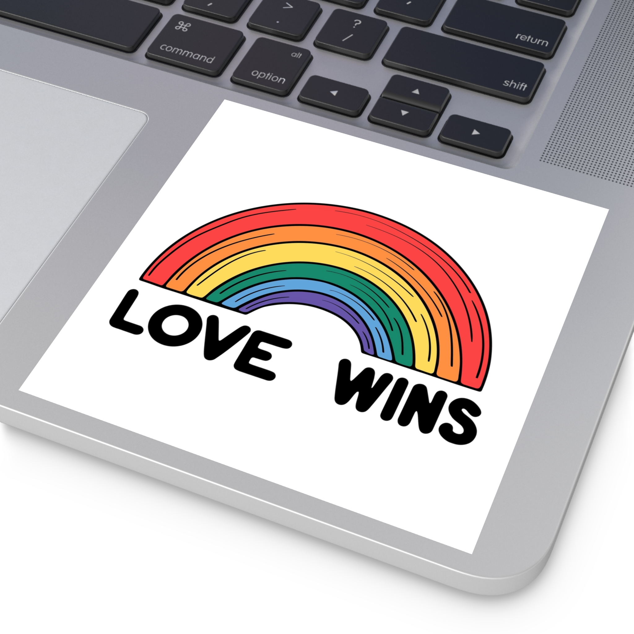 Love Wins Rainbow Pride Illustration Laminate Stickers Square - Image 43